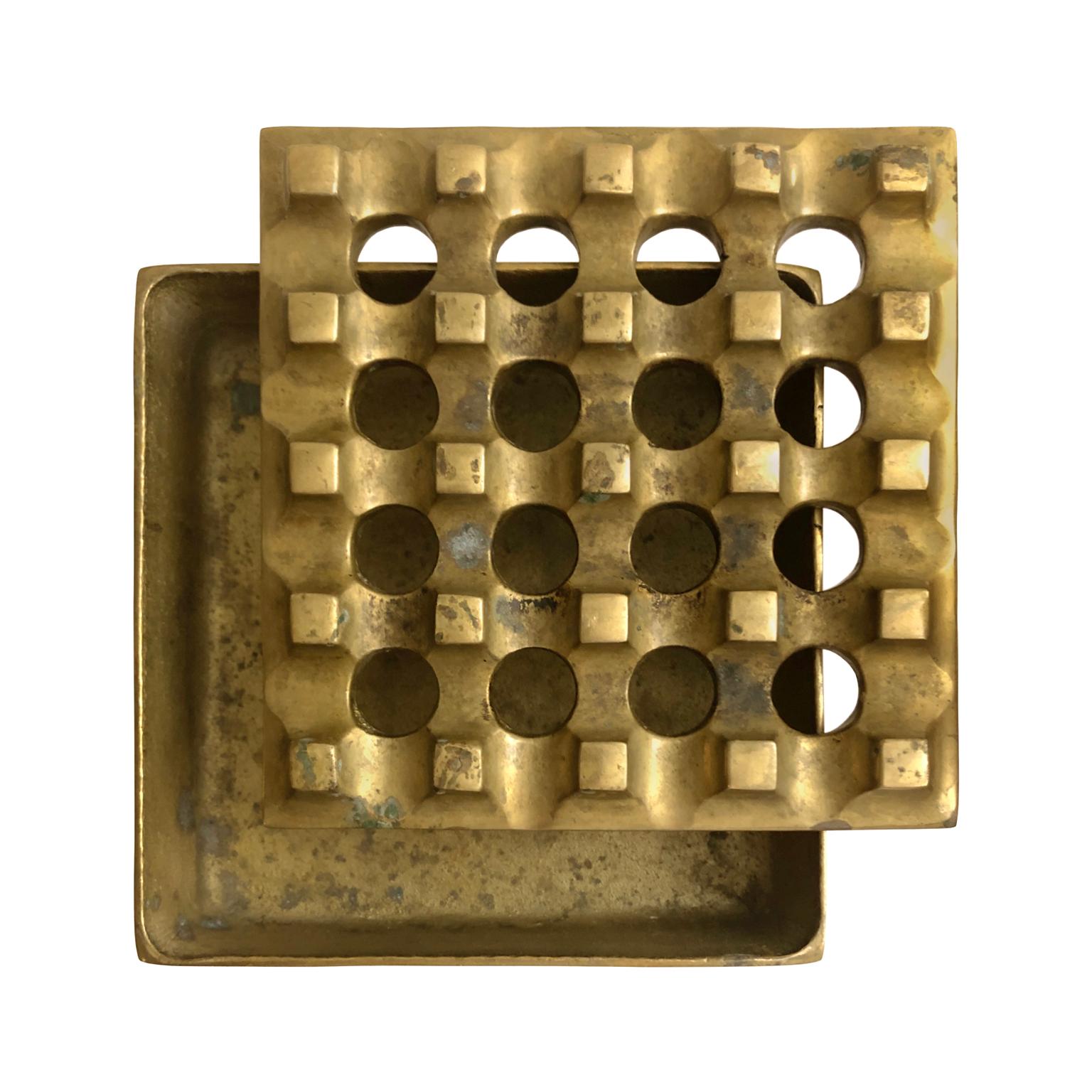 Mid-20th Century 1960s Danish Brass Grid Ashtray in the Manner of Holger Bäckström & Bo Ljungberg