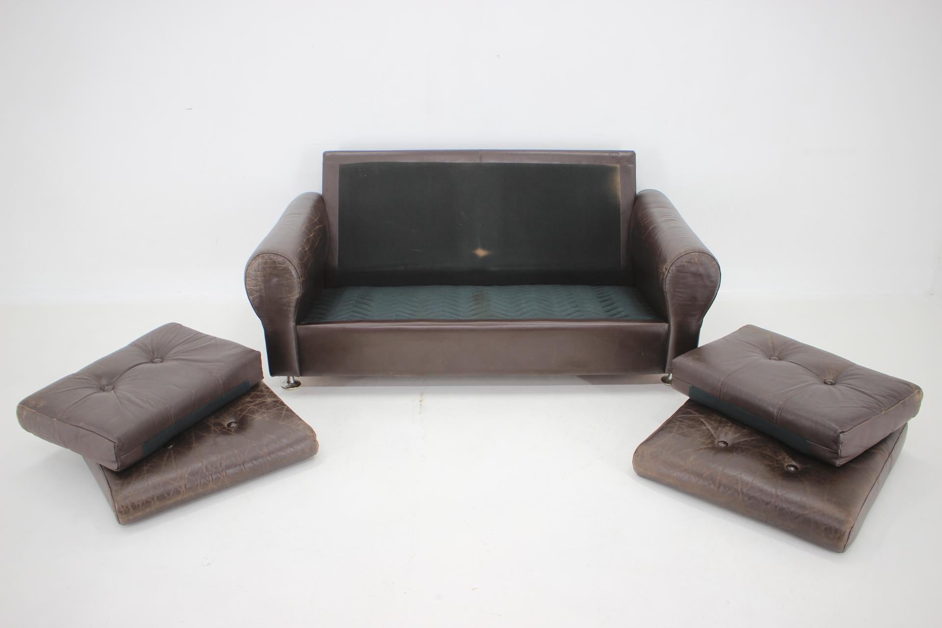 1970s Danish Brown Leather 2 Seater Sofa For Sale 6