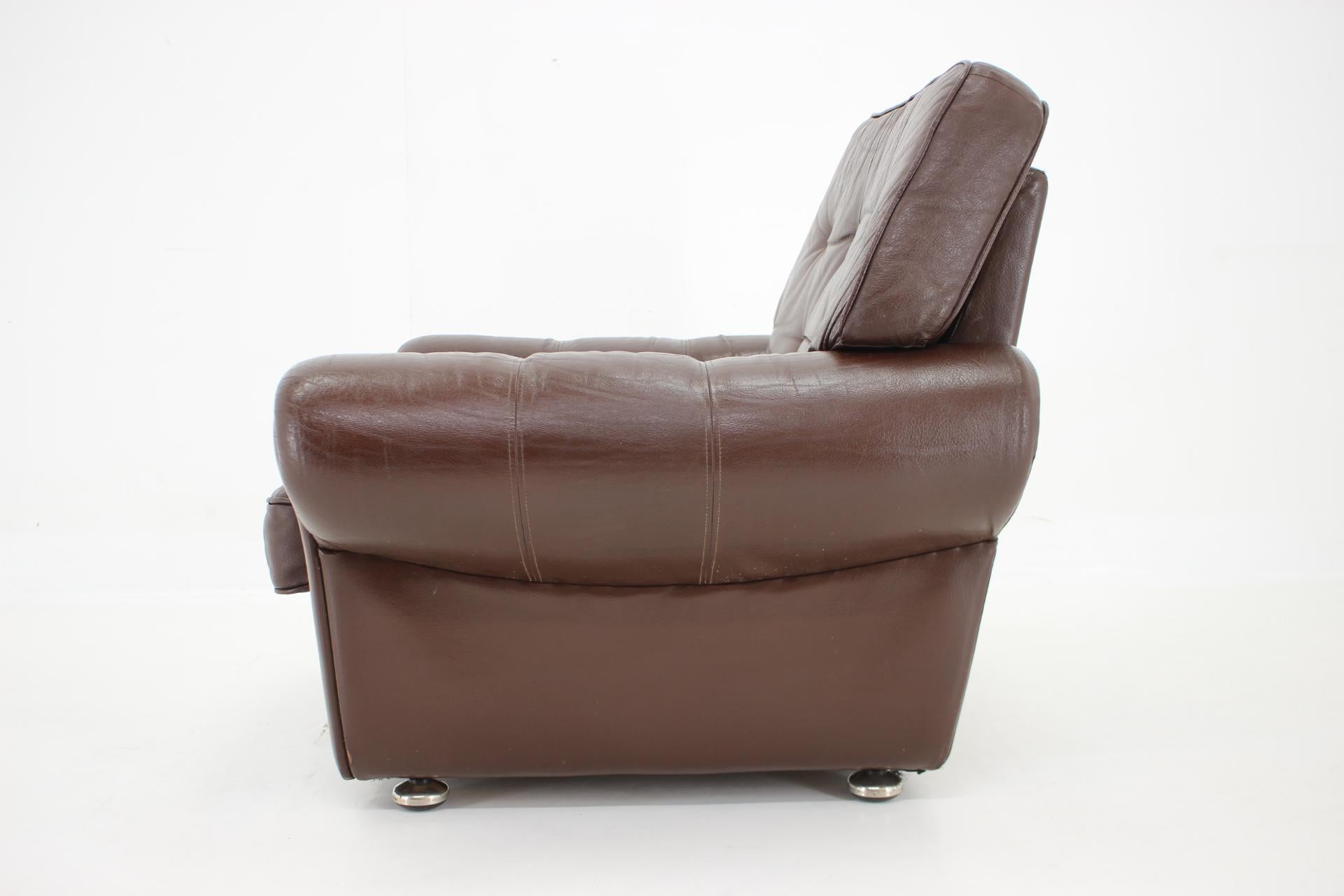 1970s Danish Brown Leather Armchair, Denmark For Sale 5