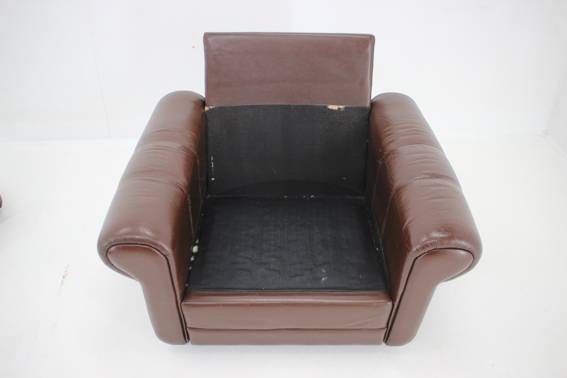 1970s Danish Brown Leather Armchair, Denmark For Sale 7