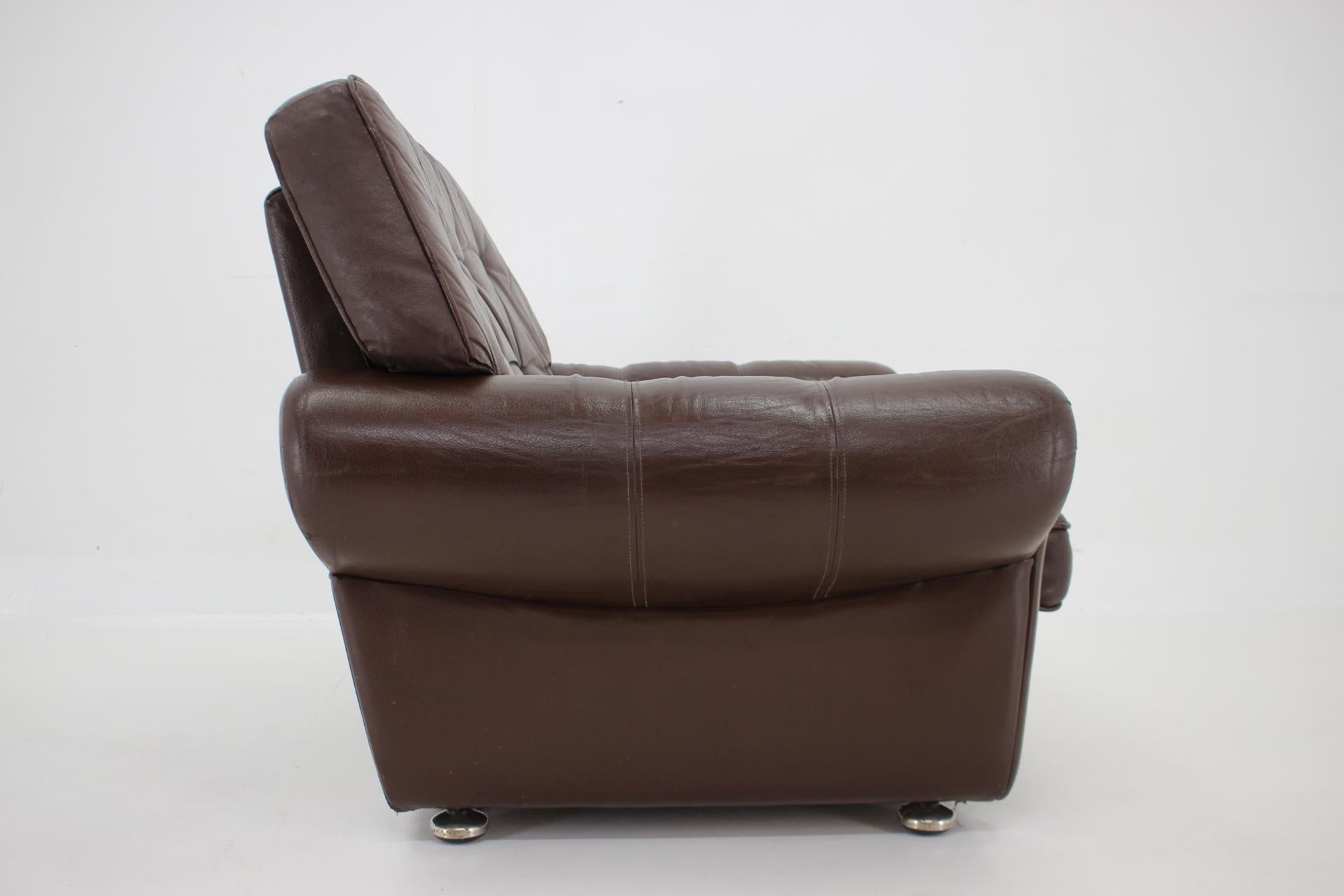 1970s Danish Brown Leather Armchair, Denmark For Sale 1