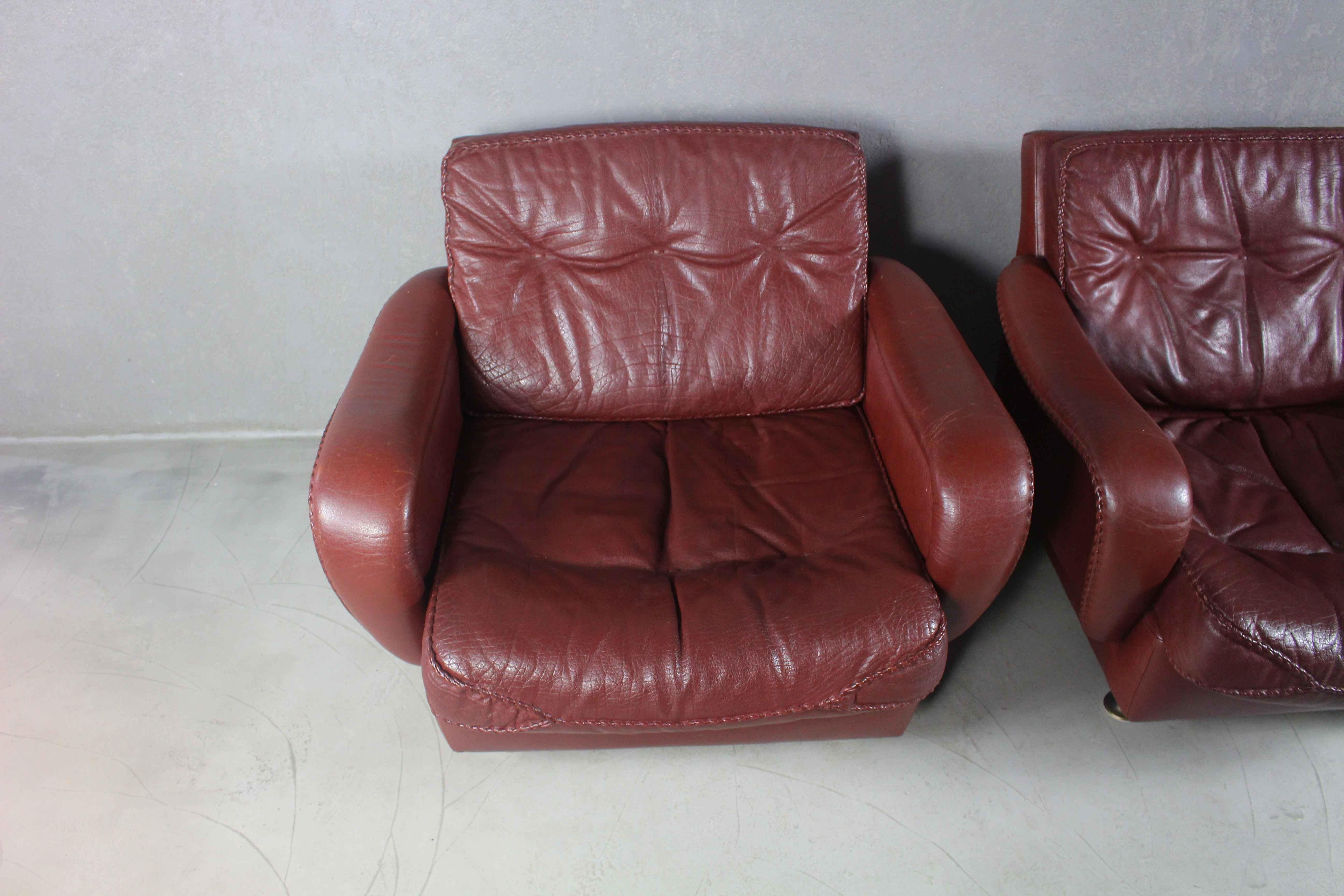 1970s Danish Brown Leather Chairs by Madsen & Schubell In Good Condition For Sale In ŚWINOUJŚCIE, 32
