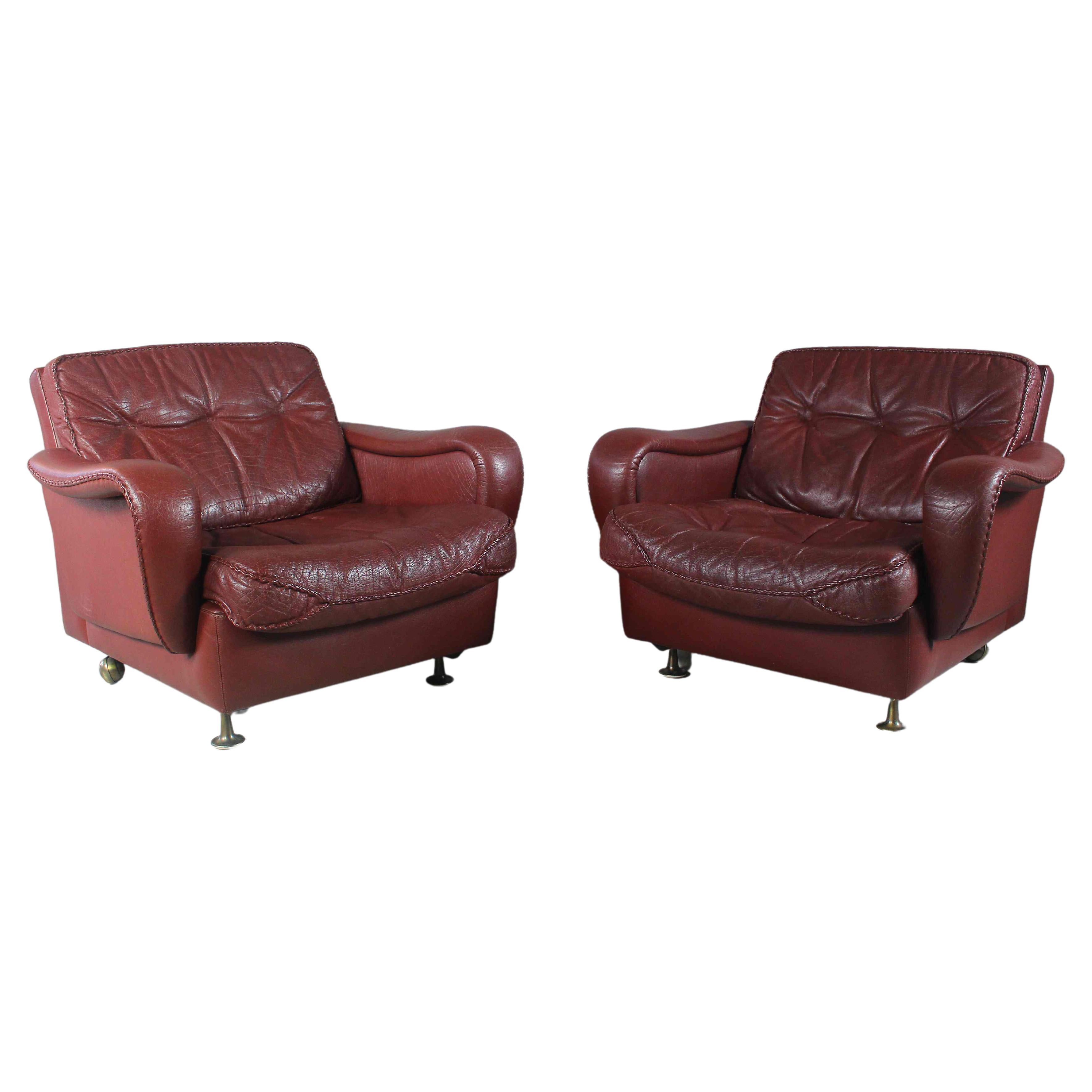 1970s Danish Brown Leather Chairs by Madsen & Schubell For Sale