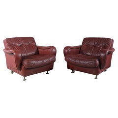 1970s Danish Brown Leather Chairs by Madsen & Schubell