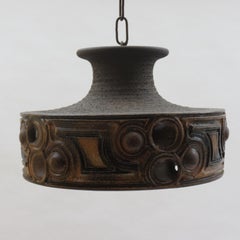 1970s Danish Brutalist Ceramic Hanging Pendant Light by Demstrup