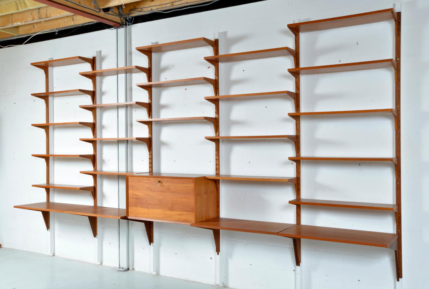 Mid-Century Modern Bibliothèque bibliothèque modulaire danoise Cadovius en teck à 5 baies Cado des années 1970 en vente