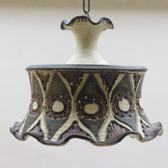 1970s Danish Ceramic Hanging Pendant light by Jette Helleroe