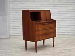 1970s, Danish chest of drawers with a folding mirror, teak wood.