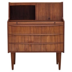 1970s, Danish chest of drawers with a folding mirror, teak wood.