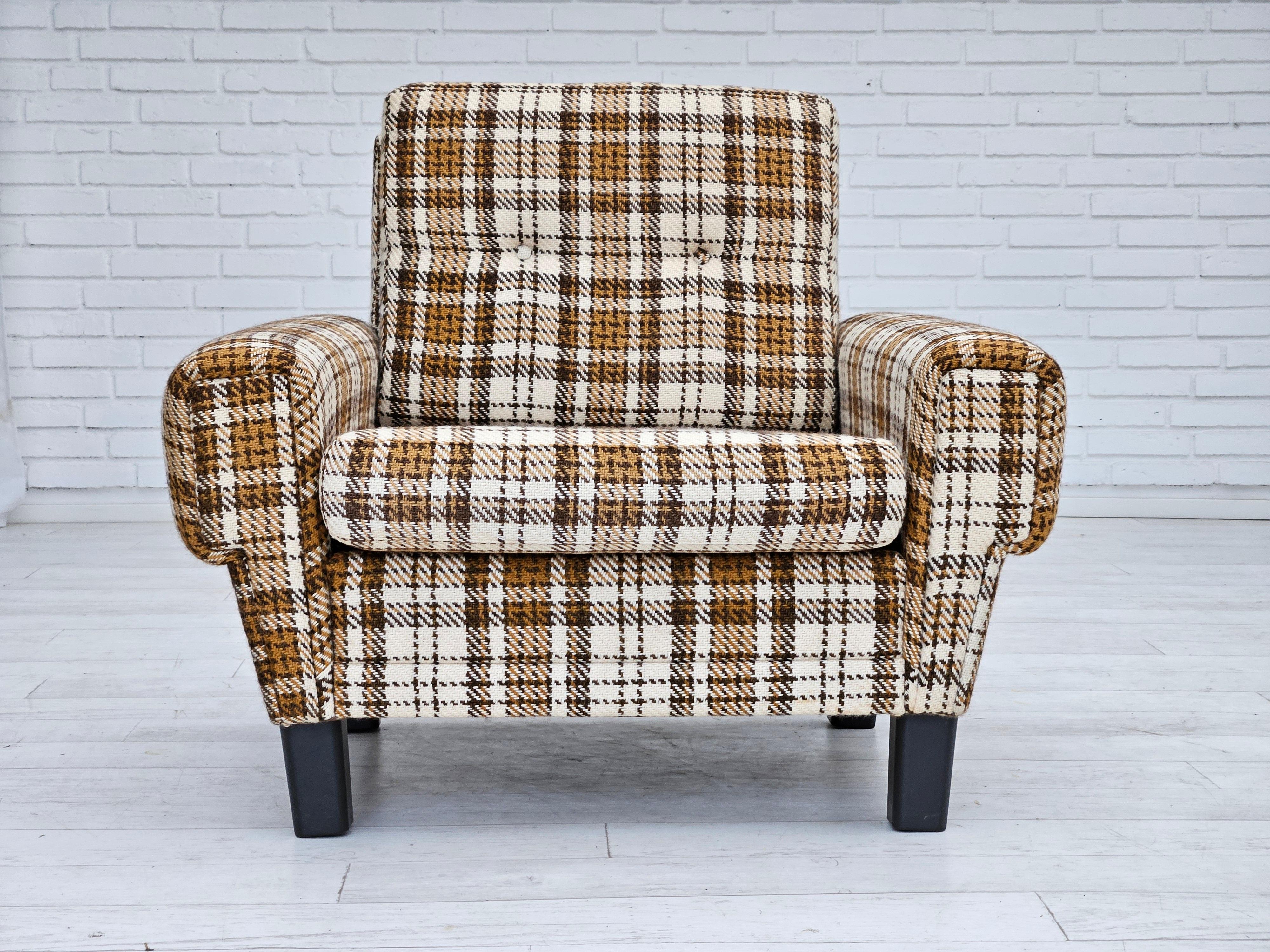 1970s, Danish club chair, original very good condition, furniture wool. 1