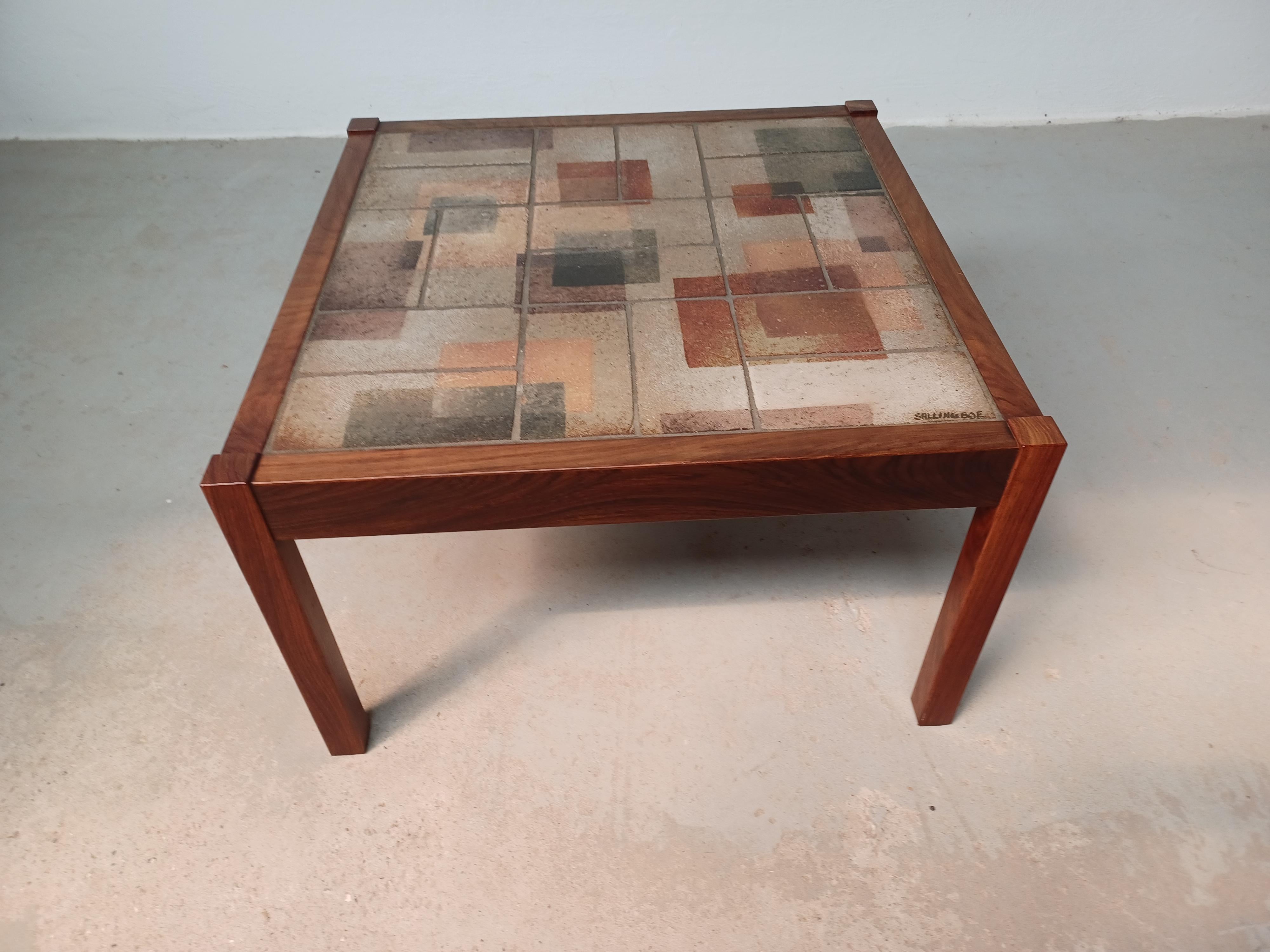 Modern 1970s Danish Coffee Table with Sallingboe Tiles in Excellent Condition For Sale