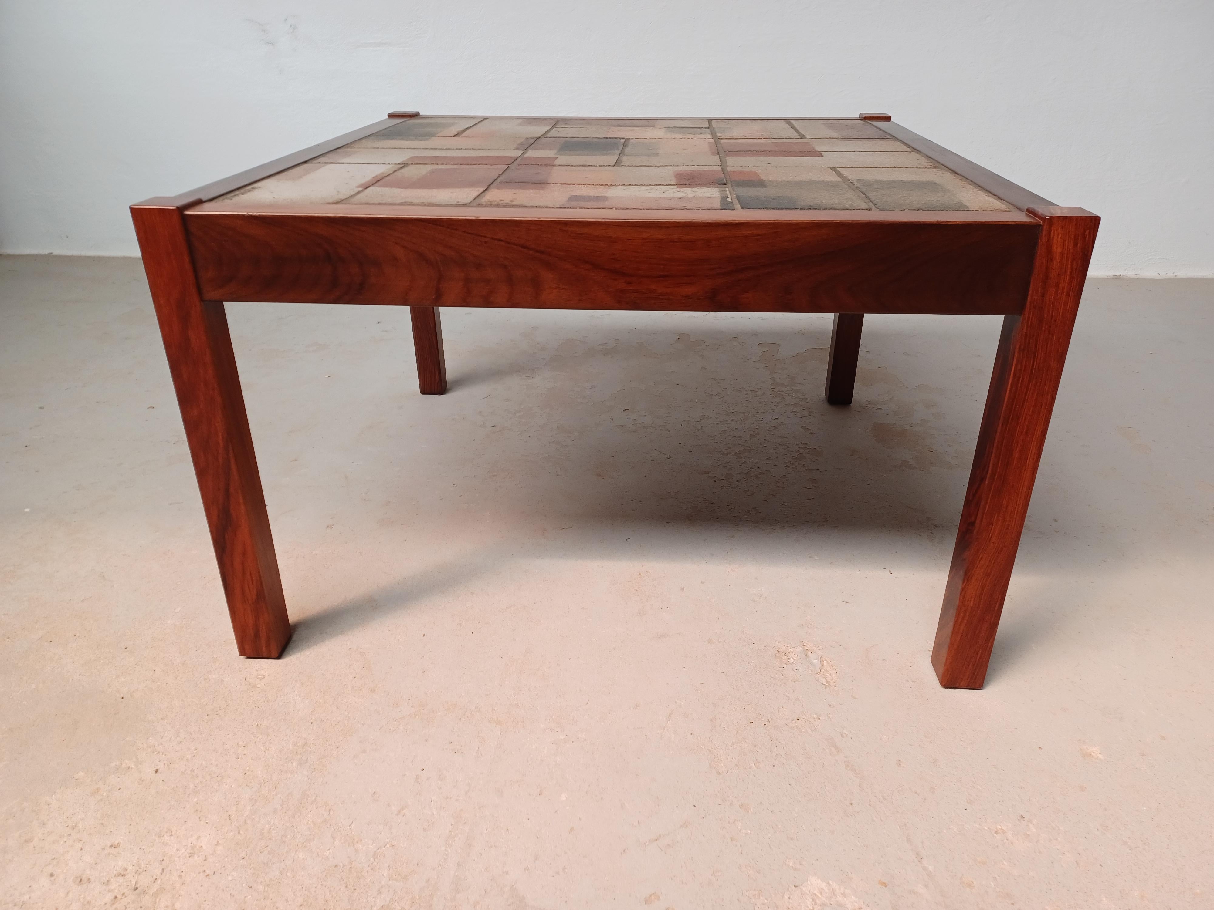 1970s Danish Coffee Table with Sallingboe Tiles in Excellent Condition In Excellent Condition For Sale In Knebel, DK