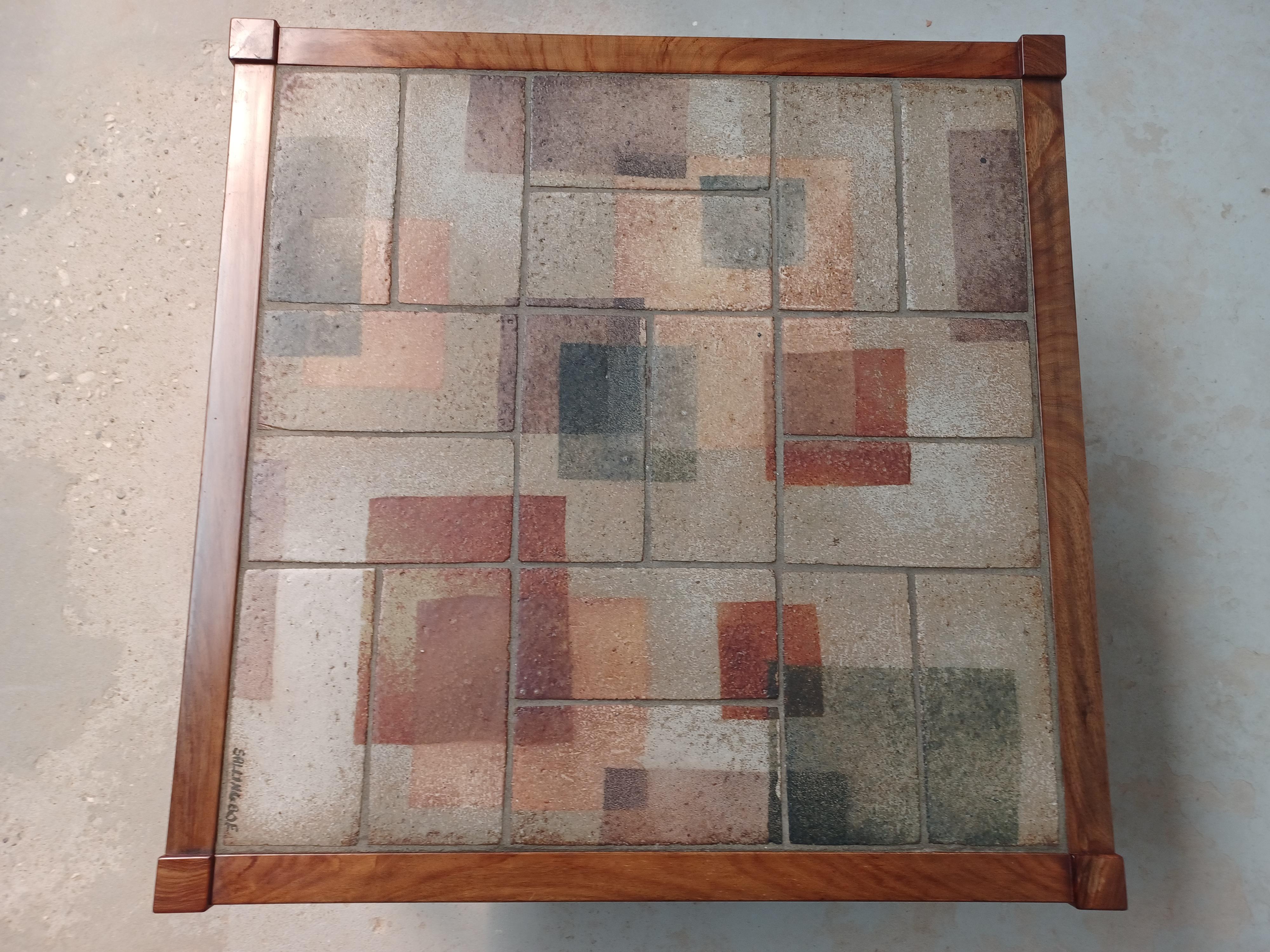 Late 20th Century 1970s Danish Coffee Table with Sallingboe Tiles in Excellent Condition For Sale
