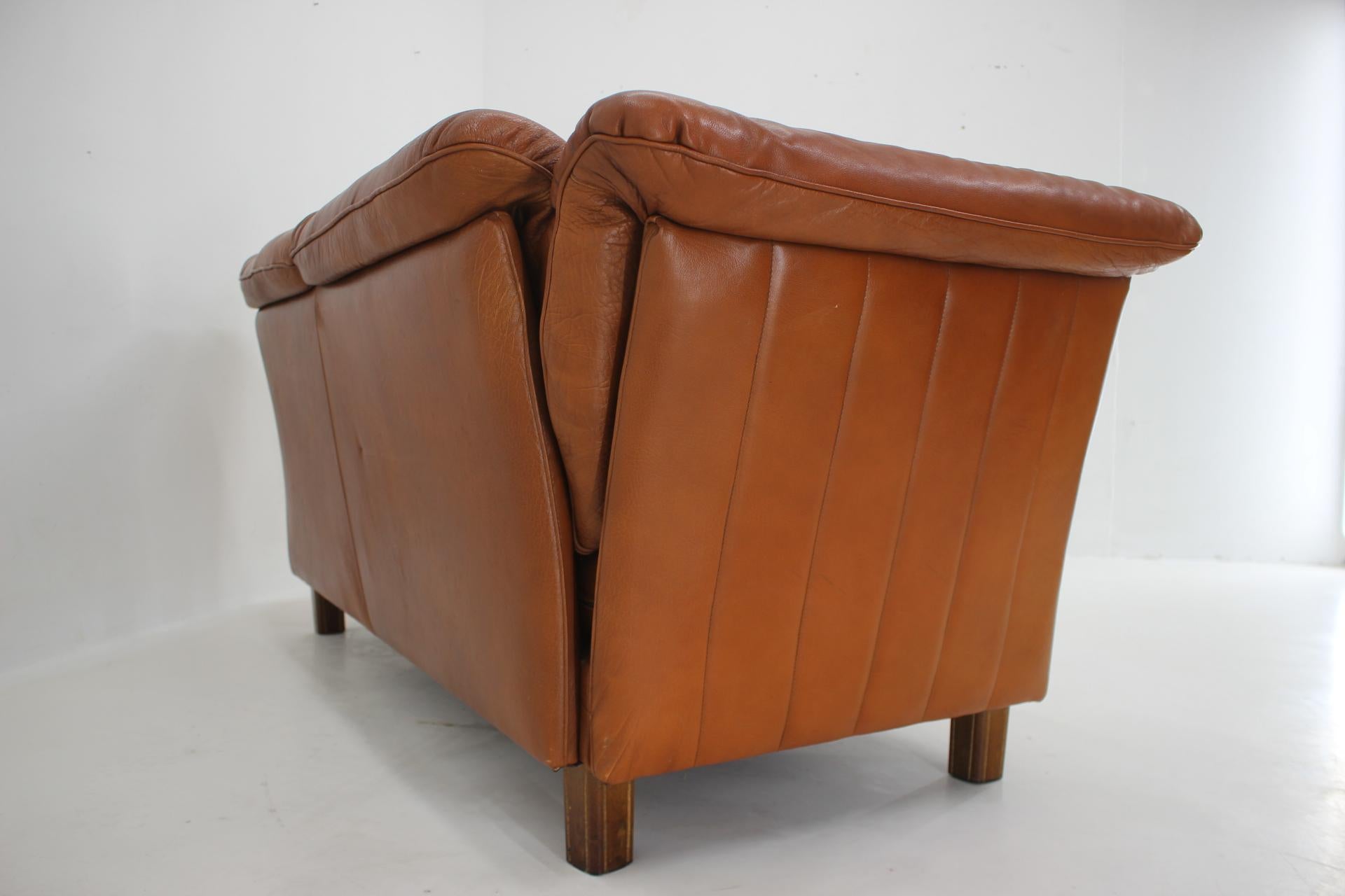 1970s Danish Cognac Leather 2 Seater Sofa For Sale 5