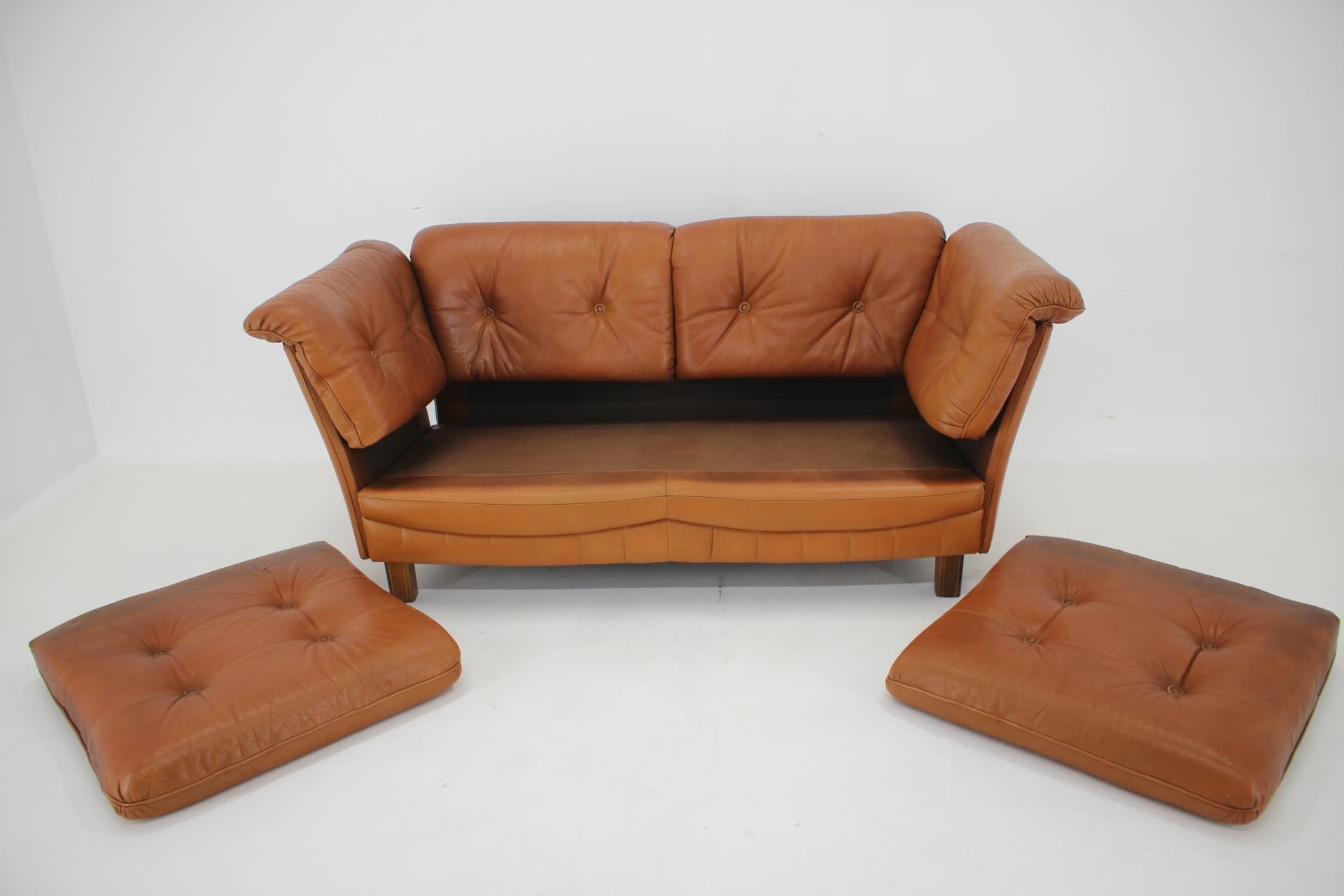 1970s Danish Cognac Leather 2 Seater Sofa For Sale 6