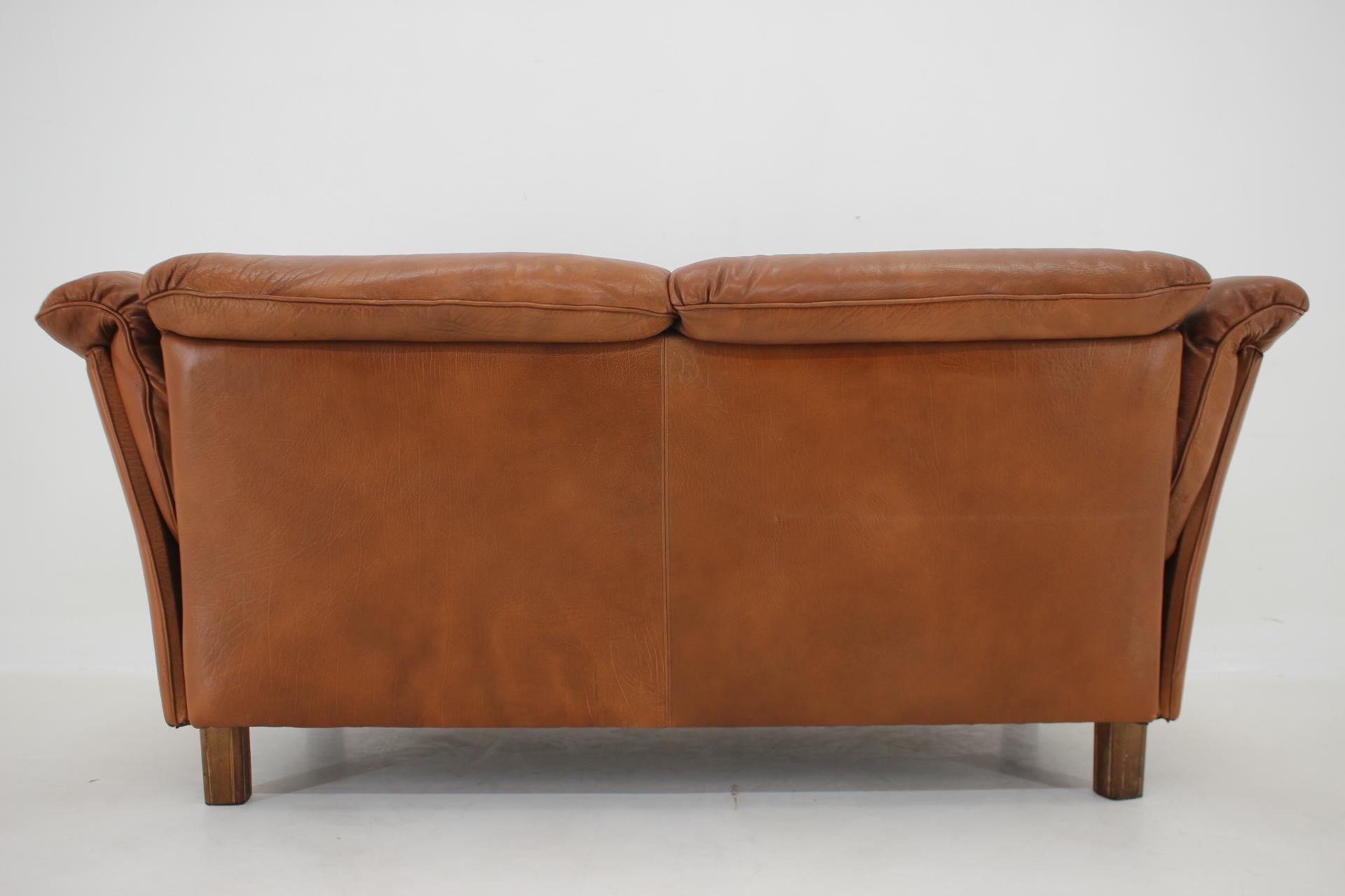 1970s Danish Cognac Leather 2 Seater Sofa For Sale 15