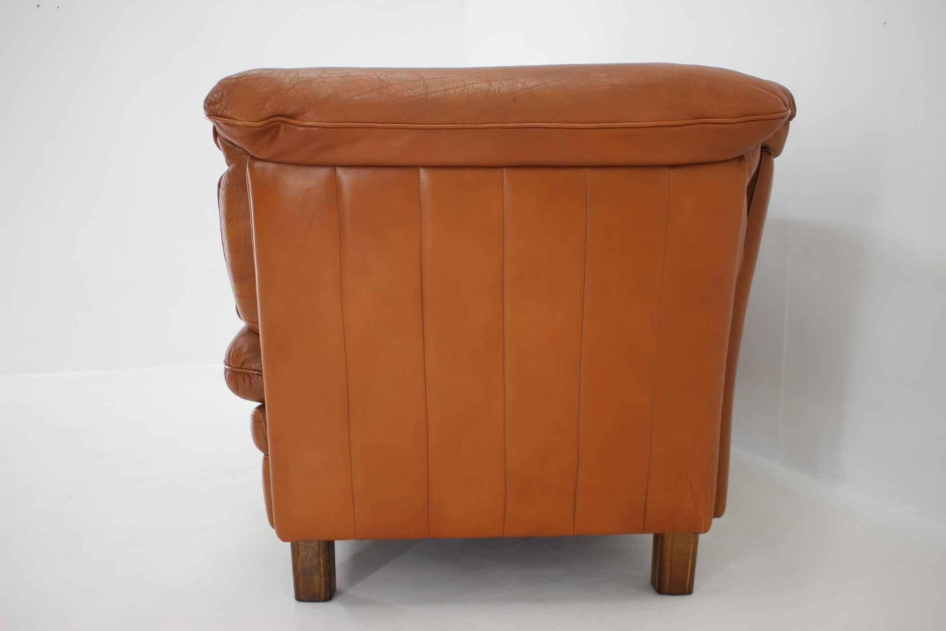 1970s Danish Cognac Leather 2 Seater Sofa For Sale 1
