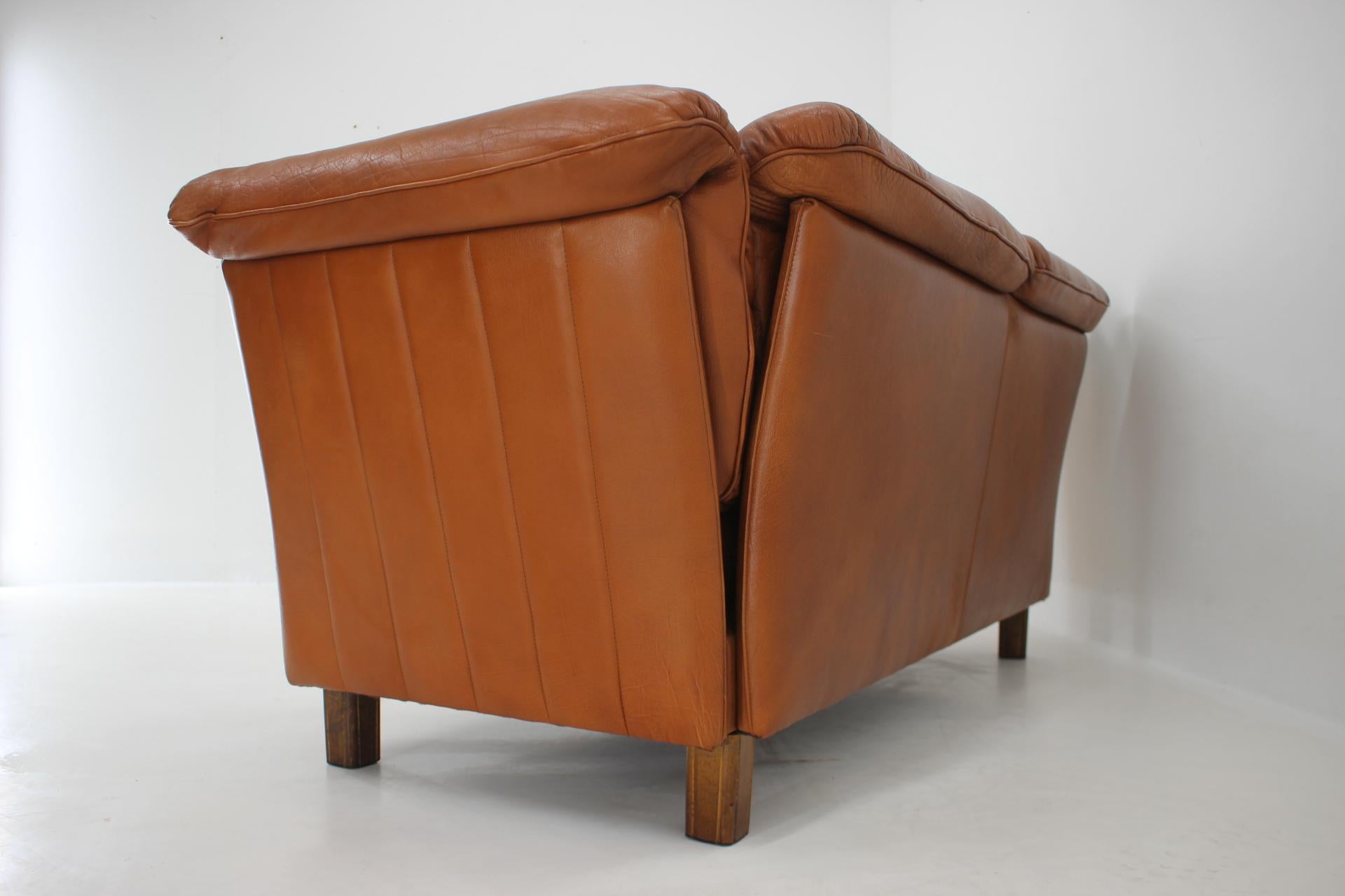 1970s Danish Cognac Leather 2 Seater Sofa For Sale 2