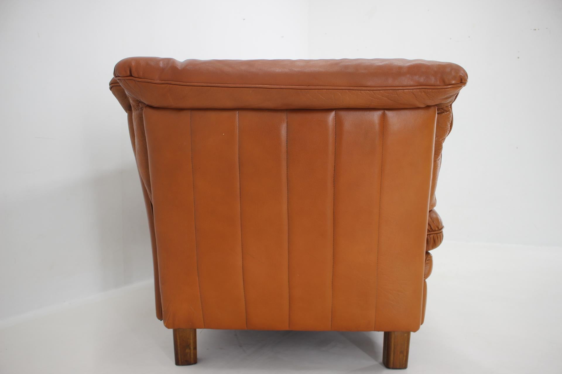1970s Danish Cognac Leather 2 Seater Sofa For Sale 4