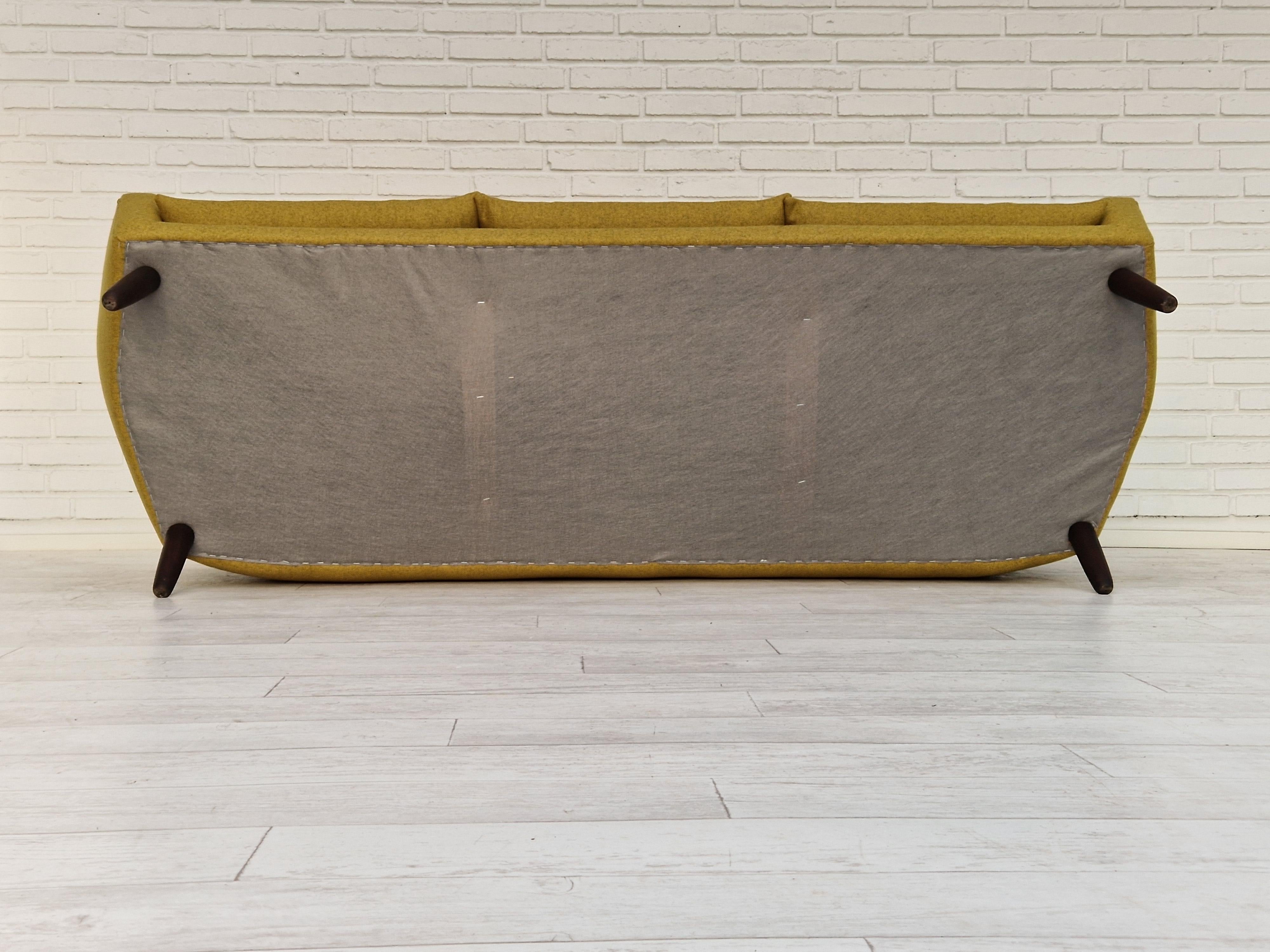 1970s, Danish Design, 3-Seater Sofa, Completely Reupholstered, Furniture Wool 11