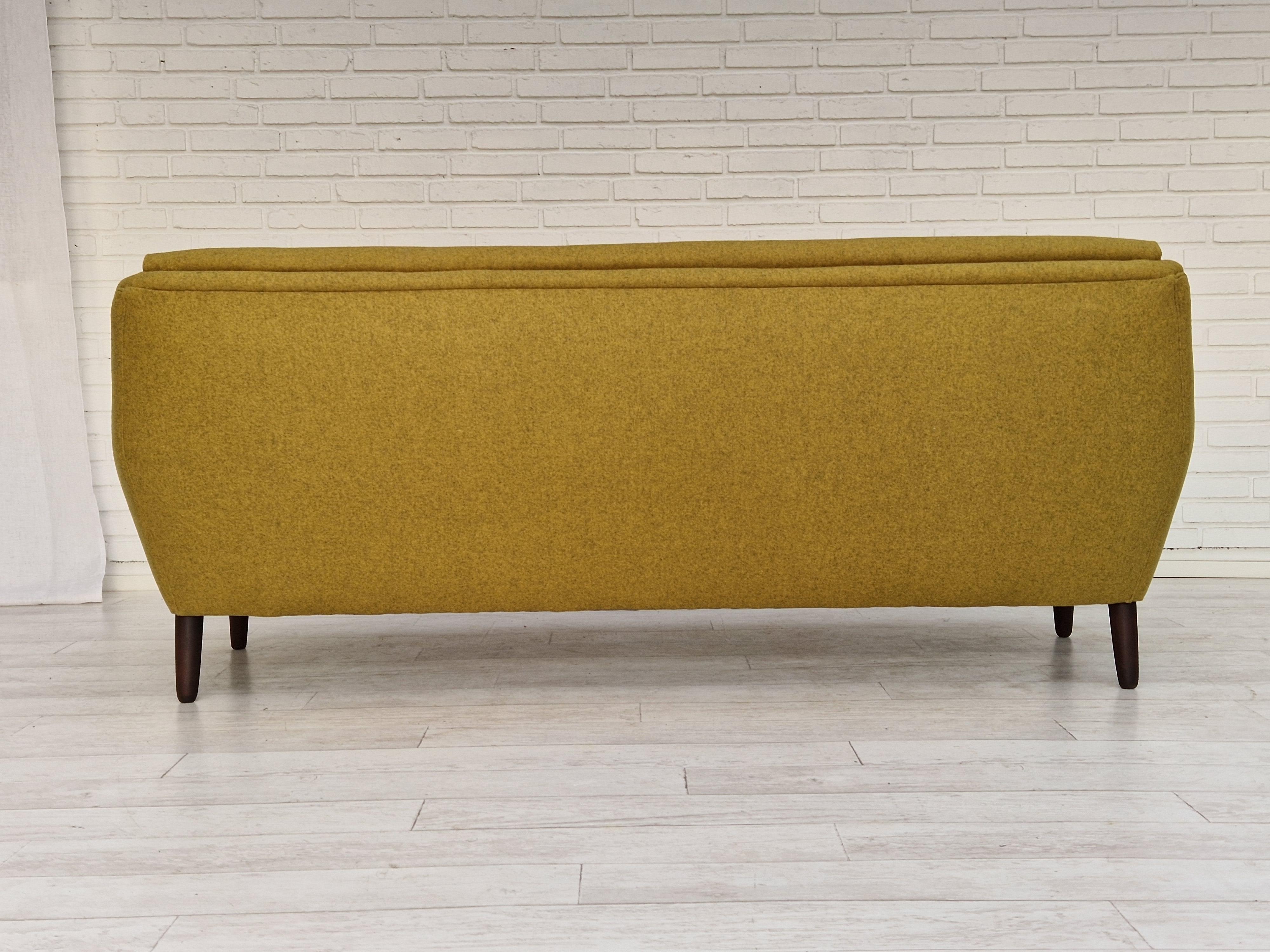 1970s, Danish Design, 3-Seater Sofa, Completely Reupholstered, Furniture Wool 2