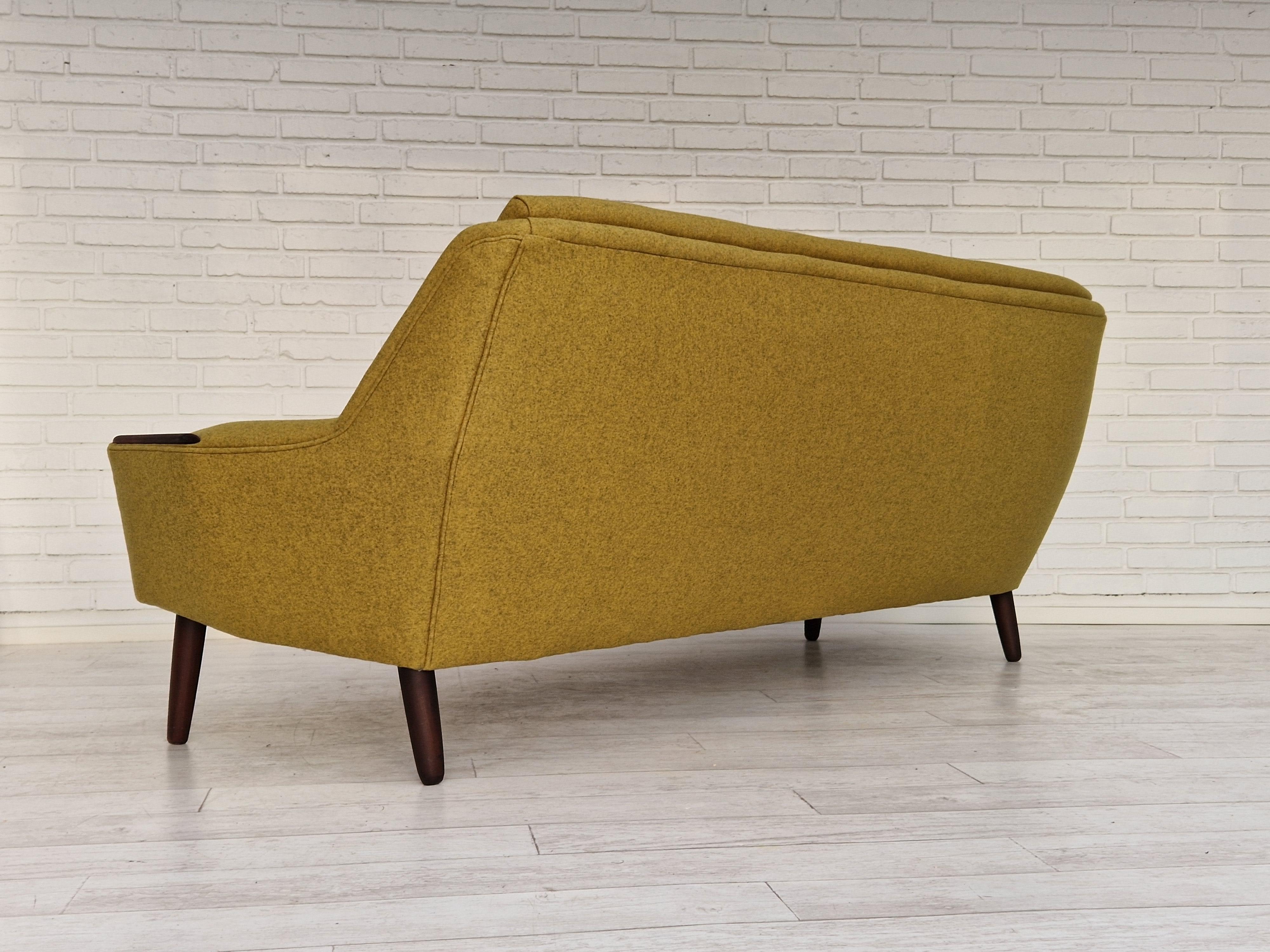 1970s, Danish Design, 3-Seater Sofa, Completely Reupholstered, Furniture Wool 4