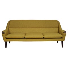 Used 1970s, Danish Design, 3-Seater Sofa, Completely Reupholstered, Furniture Wool
