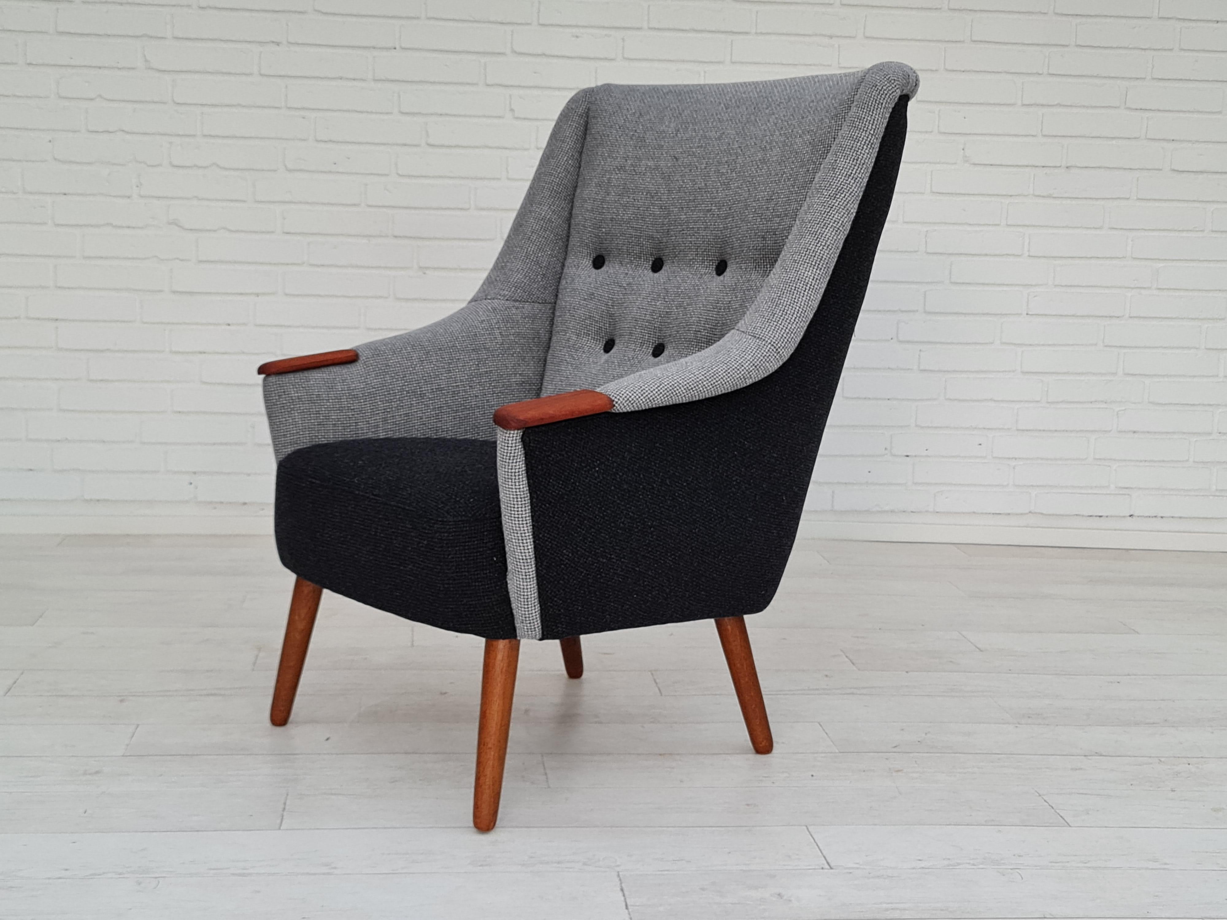 1970s, Danish Design Armchair, Restored, Quality Furniture Wool, Teak Wood 10
