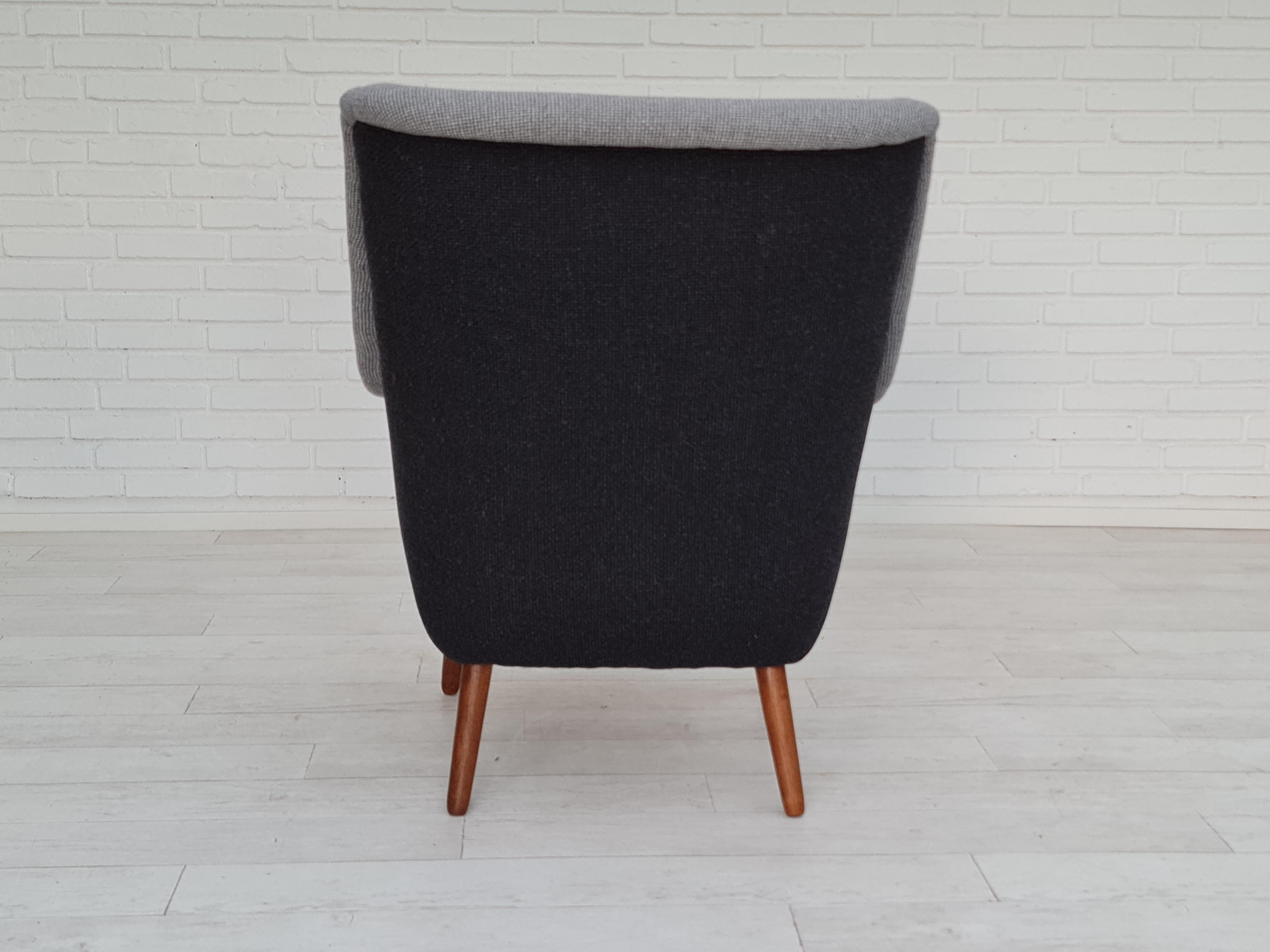 1970s, Danish Design Armchair, Restored, Quality Furniture Wool, Teak Wood 1