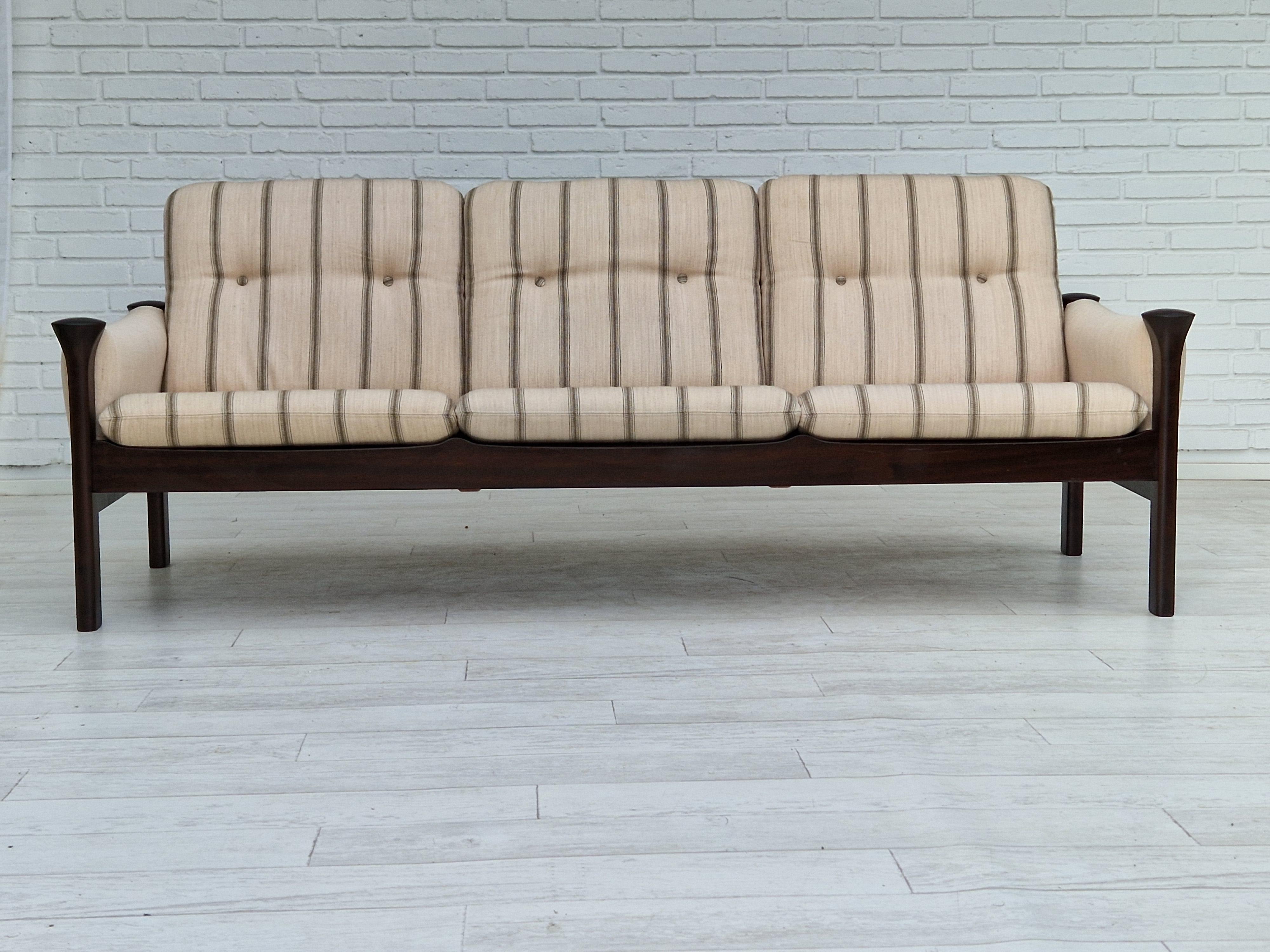 Scandinavian Modern 1970s, Danish design by Arne Vodder for Cado Denmark, 3 seater sofa. For Sale