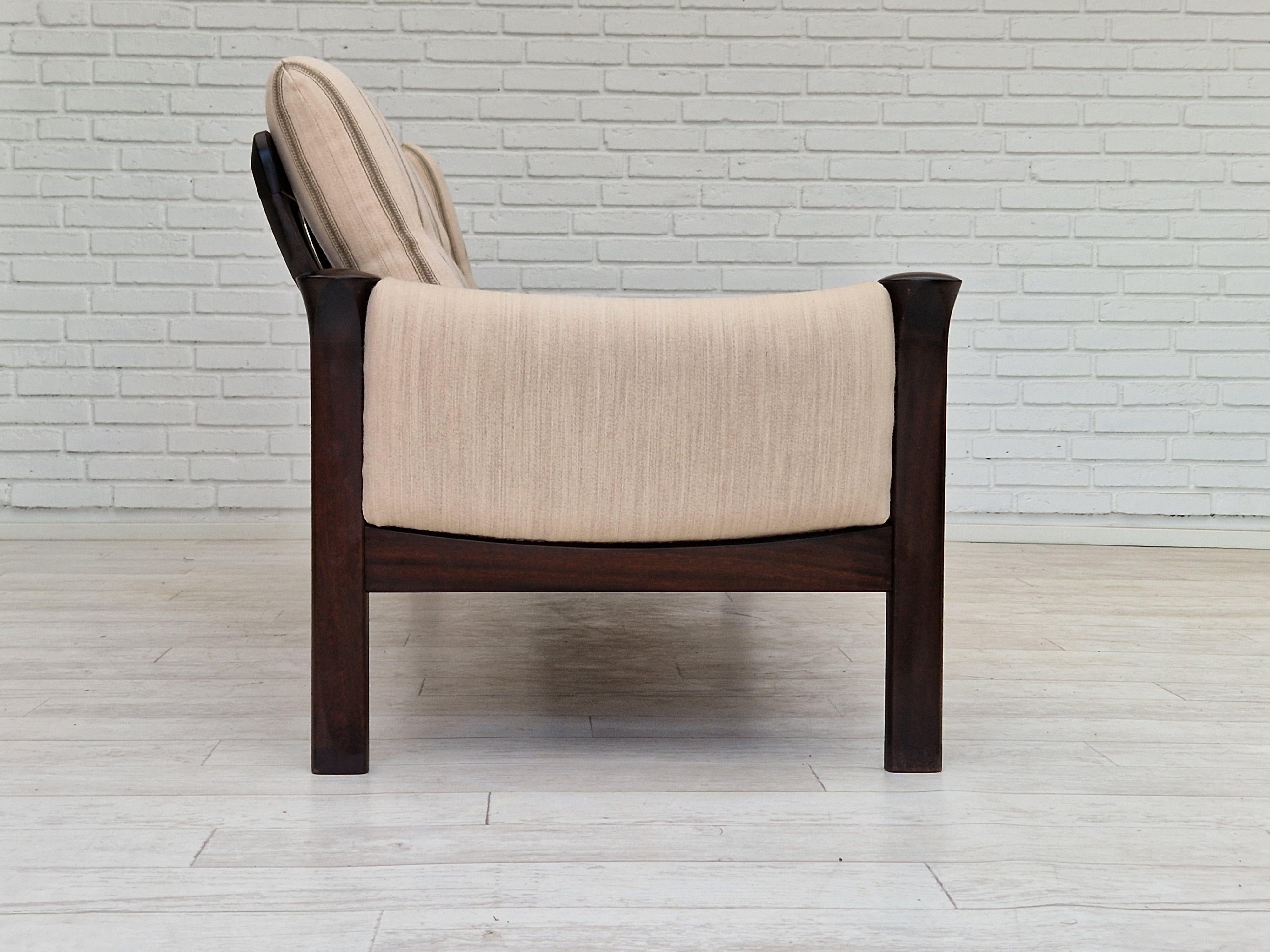 Wool 1970s, Danish design by Arne Vodder for Cado Denmark, 3 seater sofa. For Sale