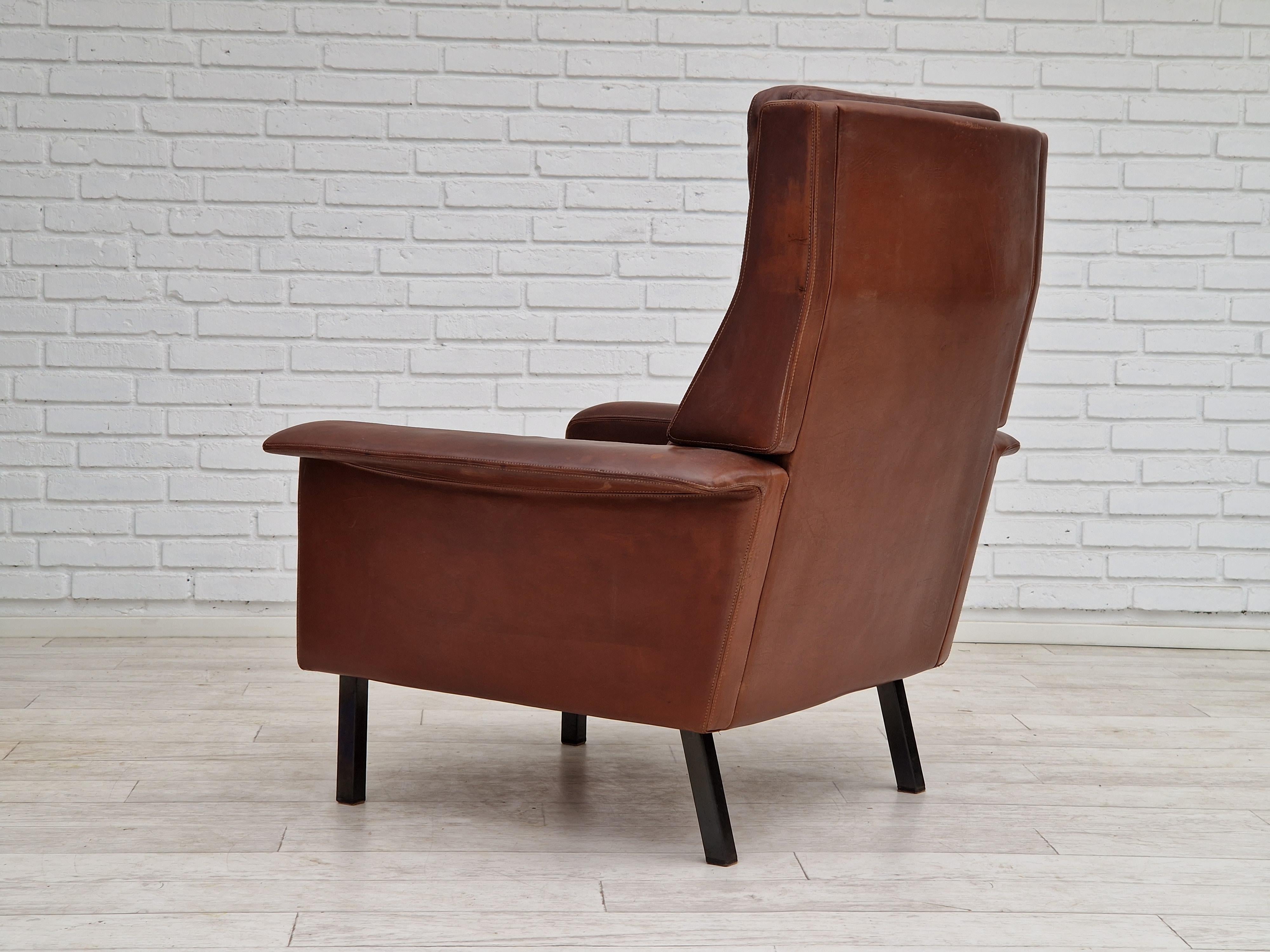 Acier Design danois des années 1970 d'Arne Vodder pour Fritz Hansen, cuir, original. en vente