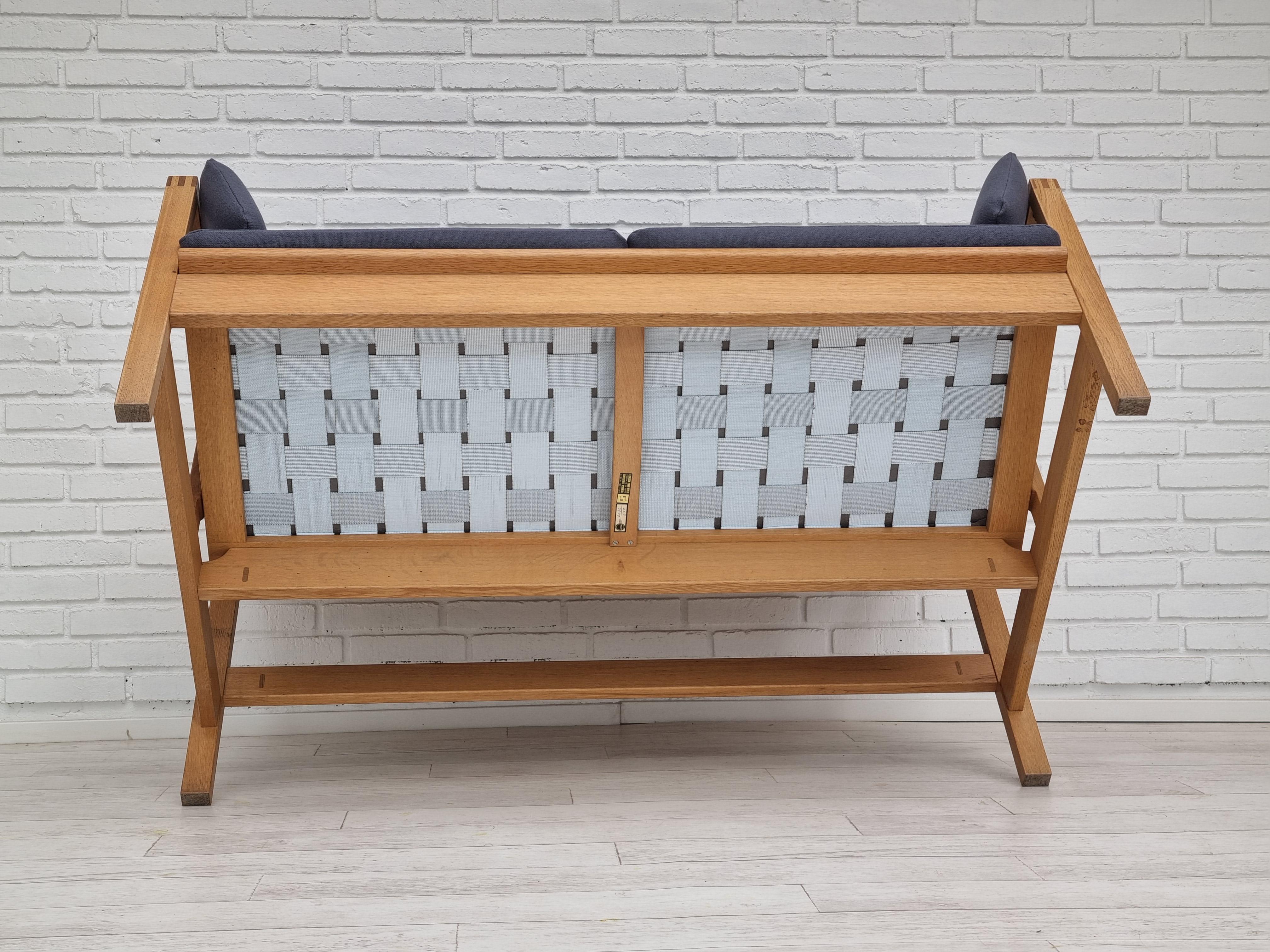 1970s, Danish Design by Børge Mogensen, Sofa Model 2252, Oak, Furniture Wool For Sale 14