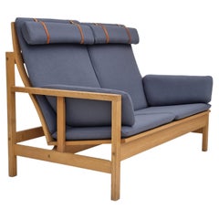 Used 1970s, Danish Design by Børge Mogensen, Sofa Model 2252, Oak, Furniture Wool