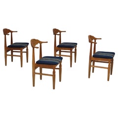 Retro 1970s, Danish design by Henning Kjærnulf, set of 4 dining chairs.