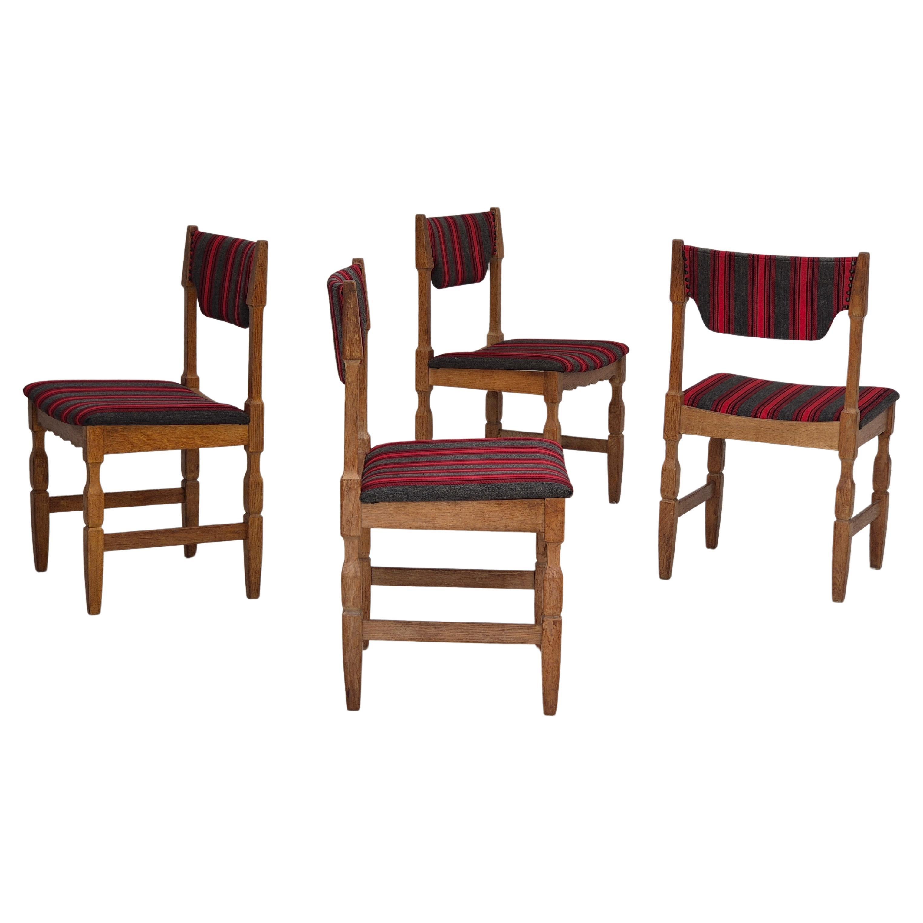 1970s, Danish design by Henning Kjærnulf, set of 4 dining chairs, original.