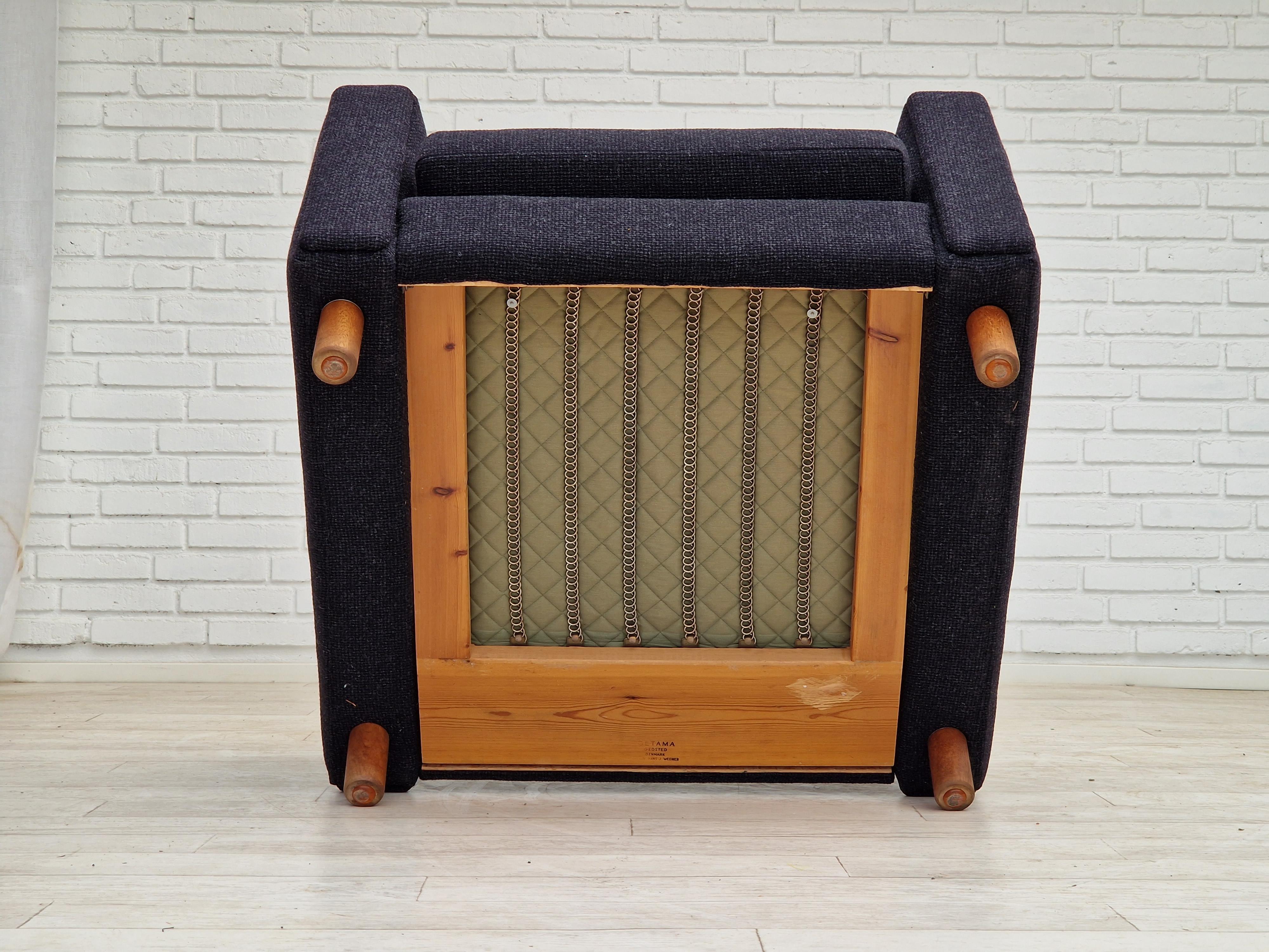 1970s, Danish design by H.J. Wegner, reupholstered armchair, model GE300. For Sale 3