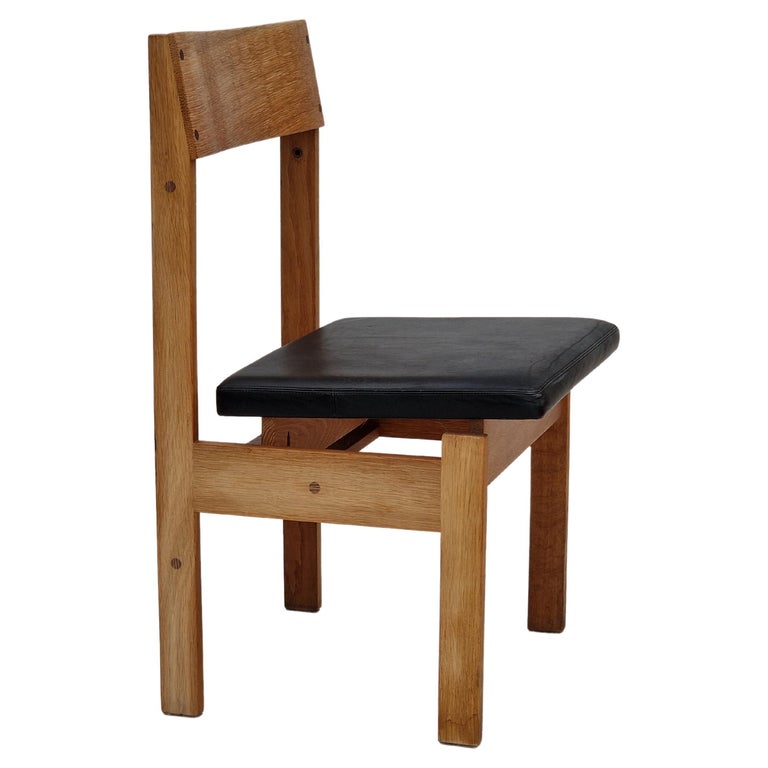 1970s, Danish design, church chair by FDB Møbler, oak wood, black leather.  For Sale at 1stDibs