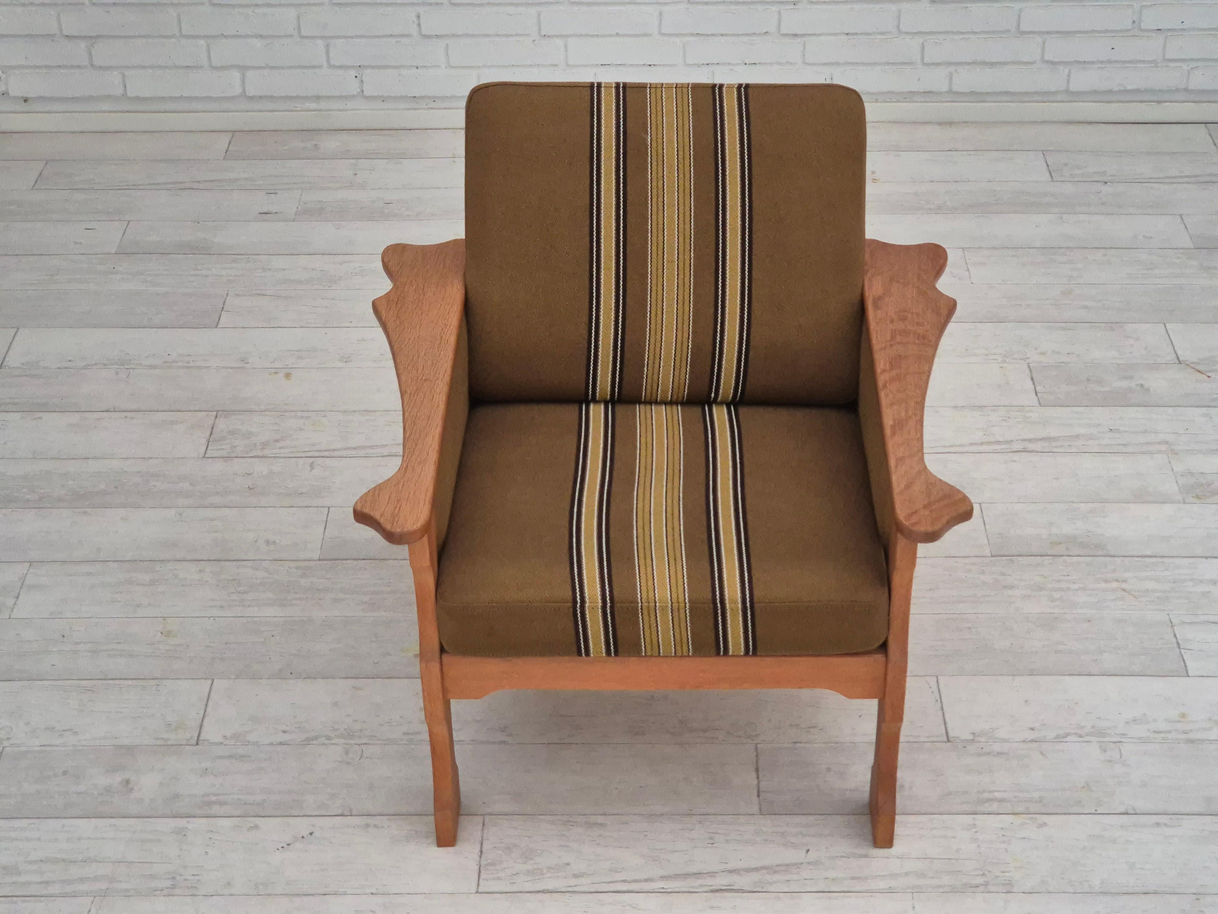 Scandinave moderne 1970, design danois, fauteuil club, très bon état d'origine, laine de meubles. en vente