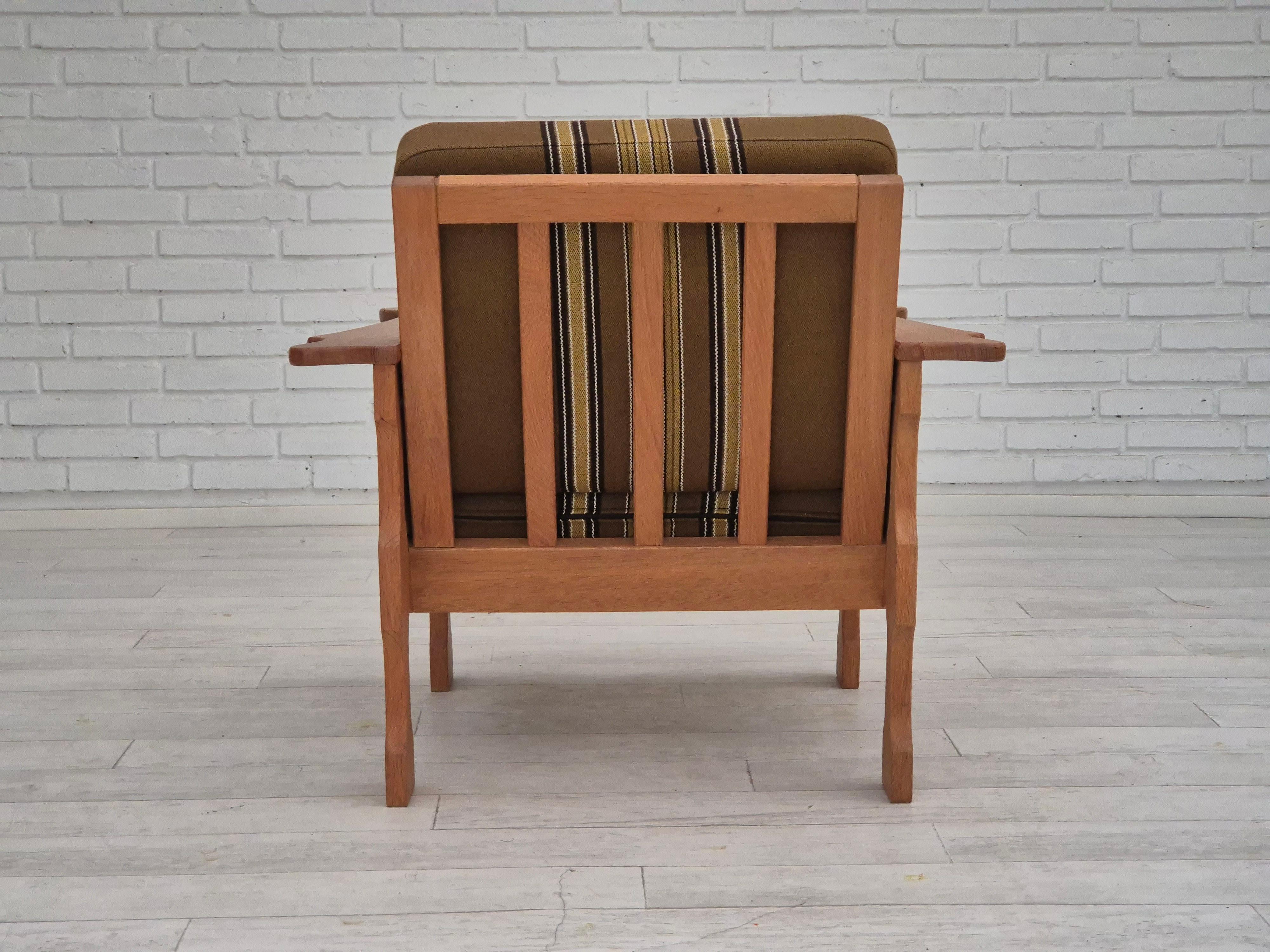 1970, design danois, fauteuil club, très bon état d'origine, laine de meubles. Bon état - En vente à Tarm, 82