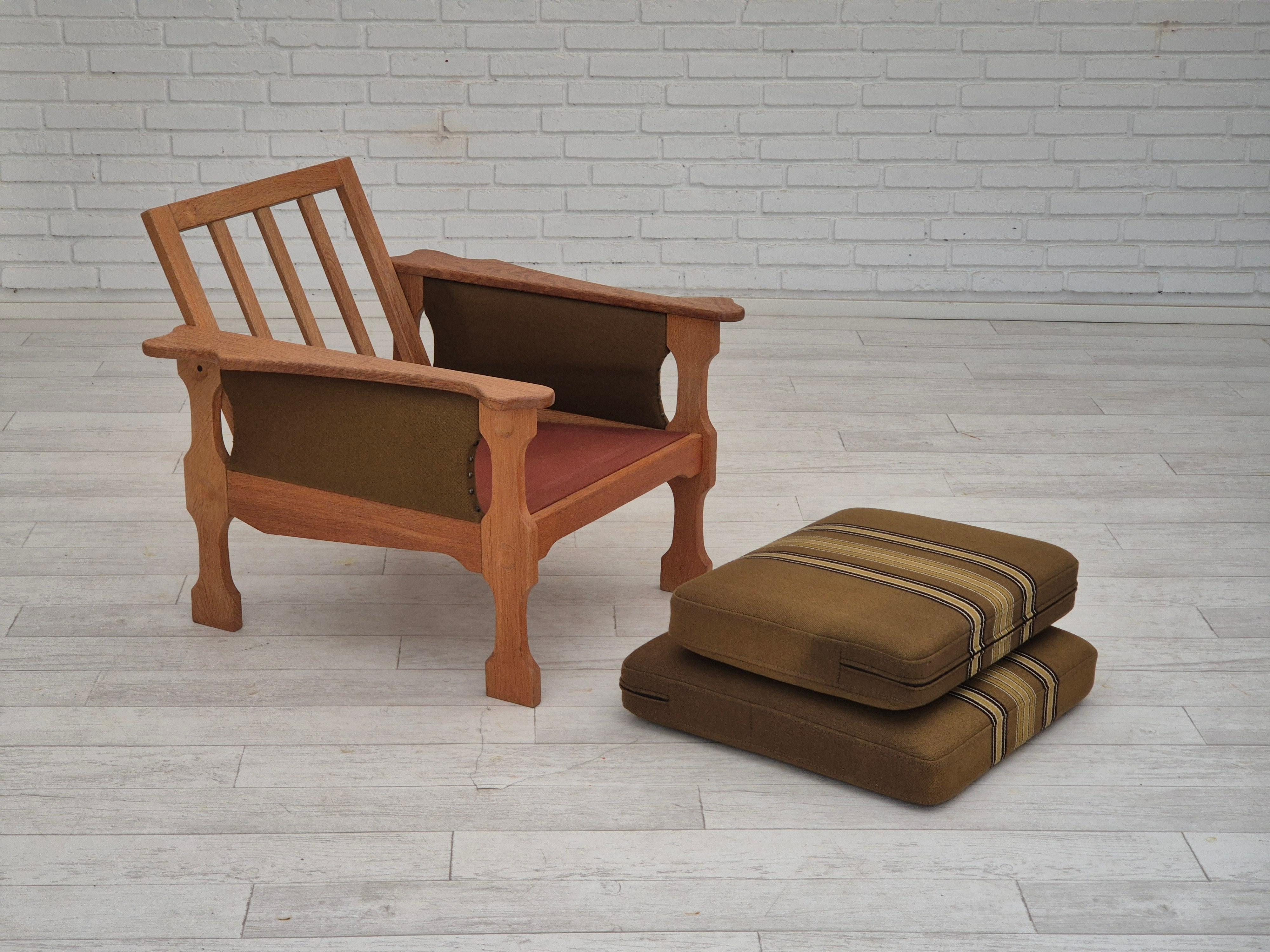 1970, design danois, fauteuil club, très bon état d'origine, laine de meubles. en vente 1