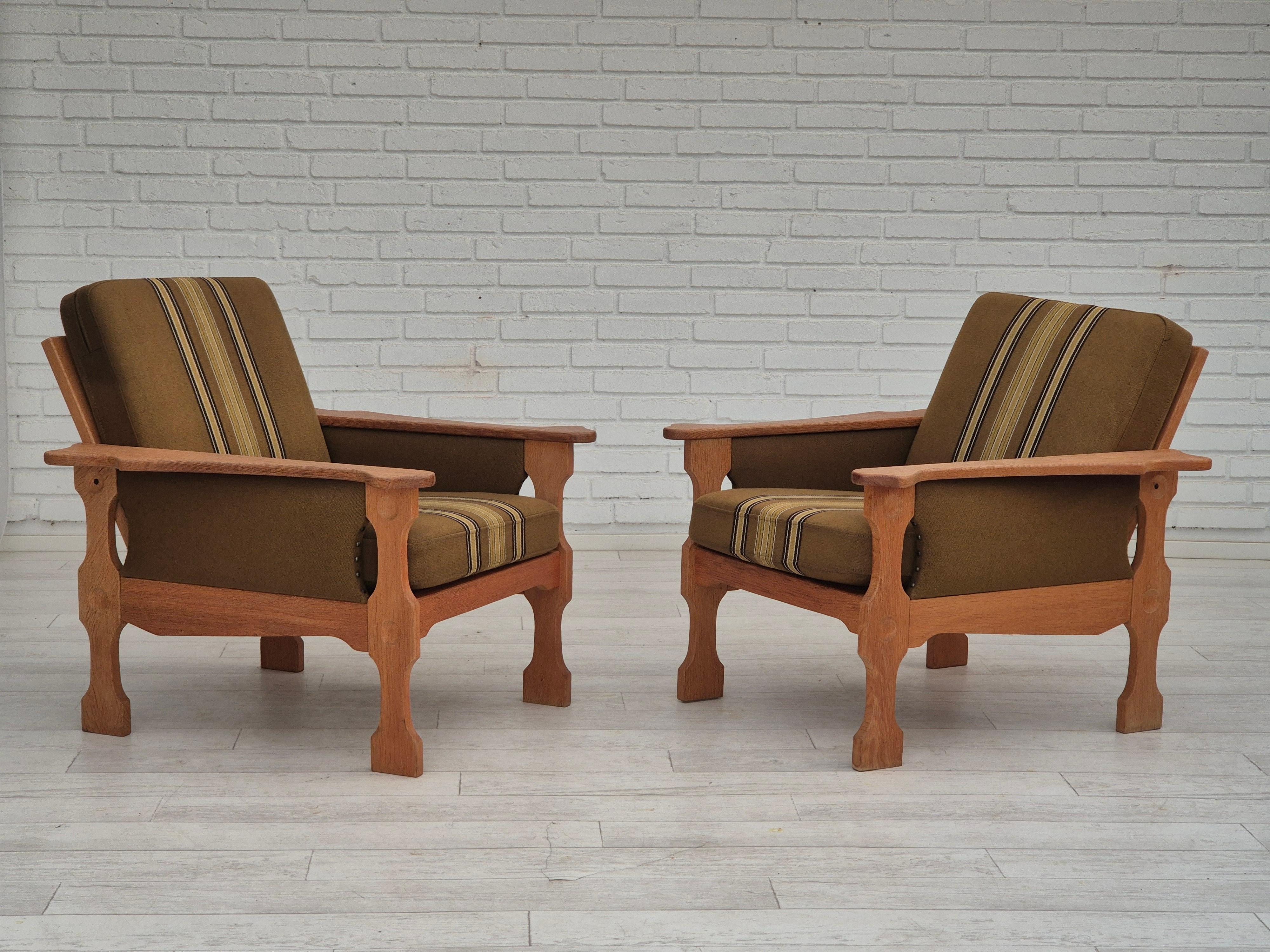 1970, design danois, fauteuil club, très bon état d'origine, laine de meubles. en vente 2