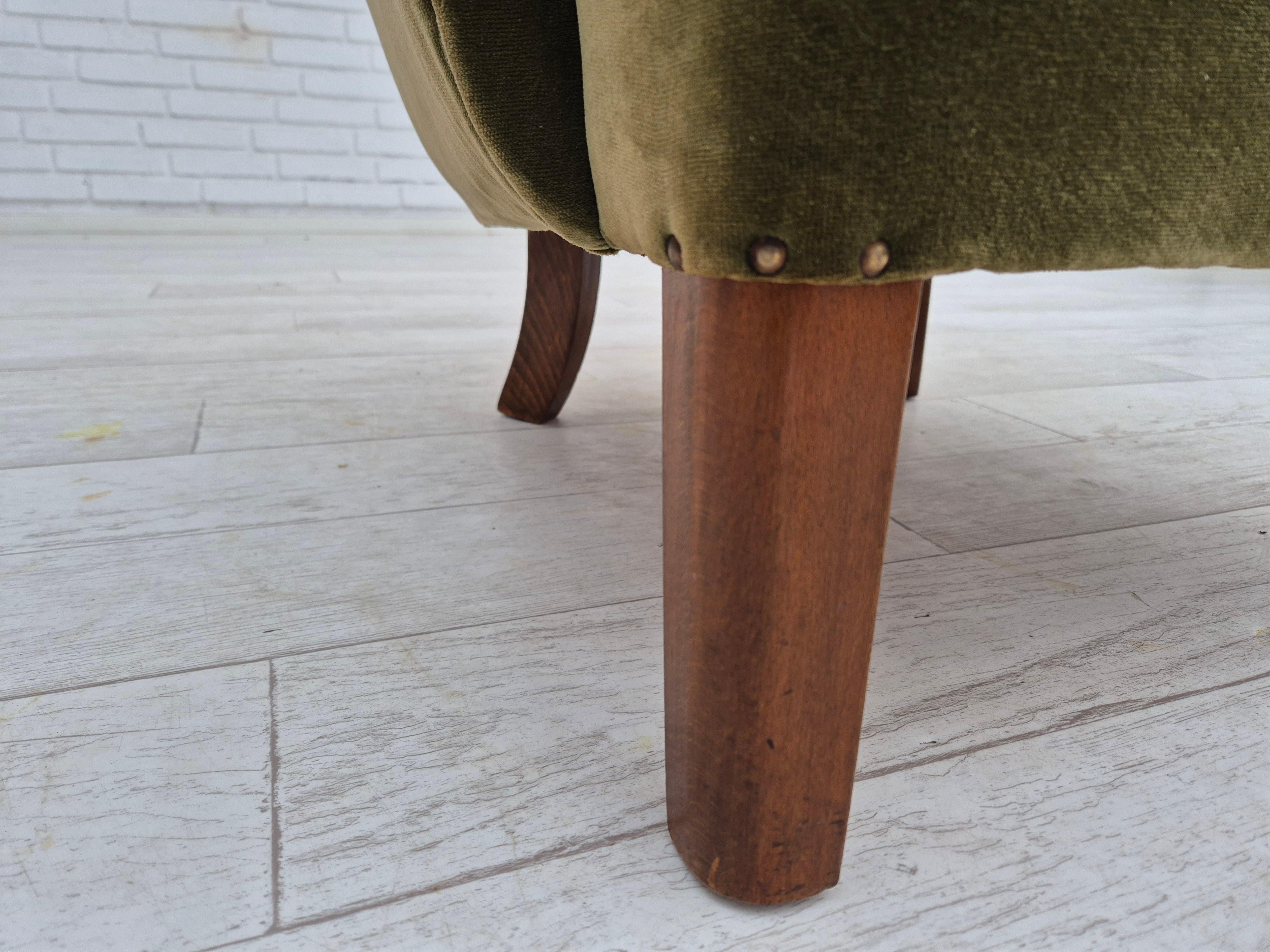 Anni '70, design danese, poltrona lounge, condizioni originali, arredamento in velluto. in vendita 6