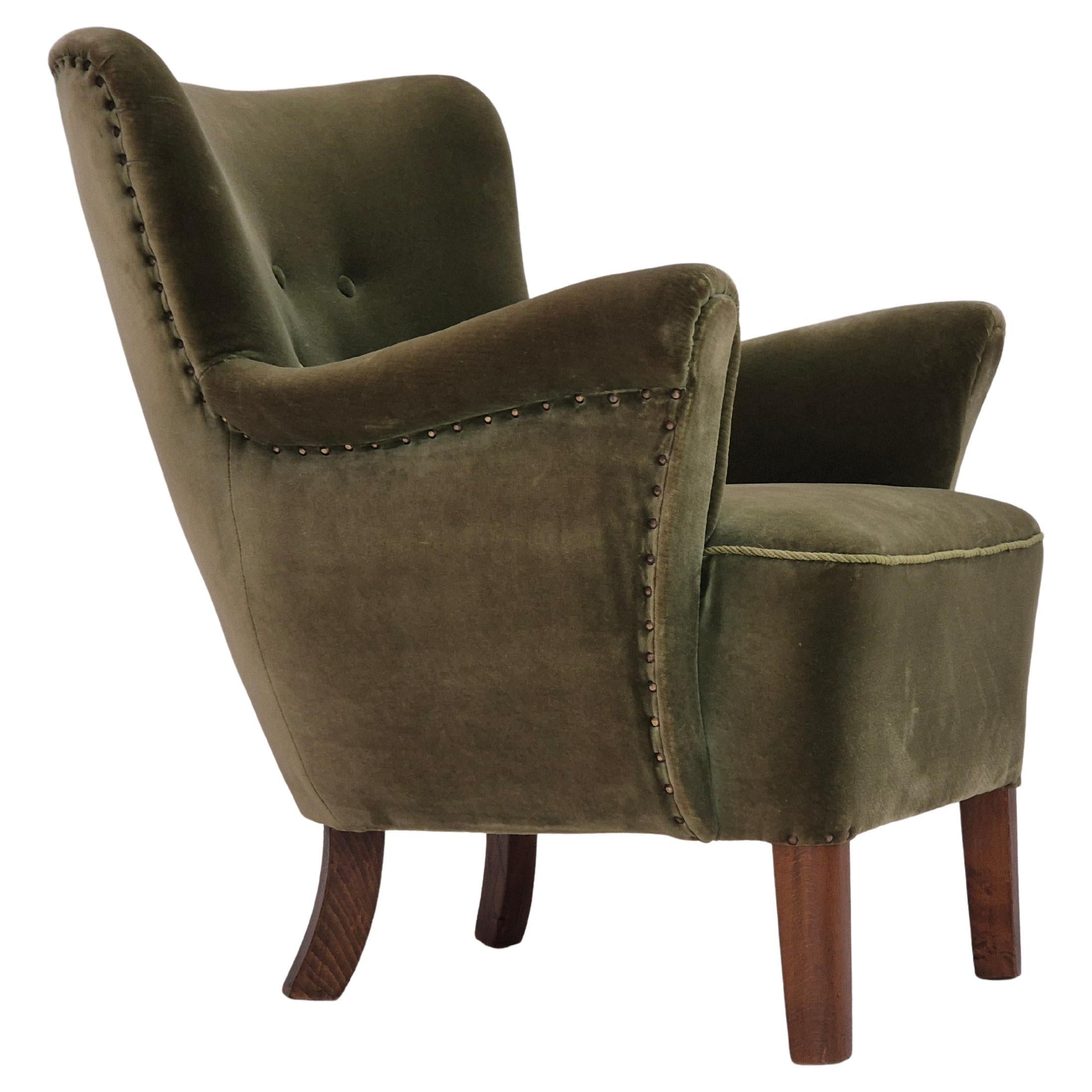 1970s, Danish design, lounge chair, original condition, furniture velour.