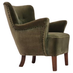 1970s, Danish design, lounge chair, original condition, furniture velour.