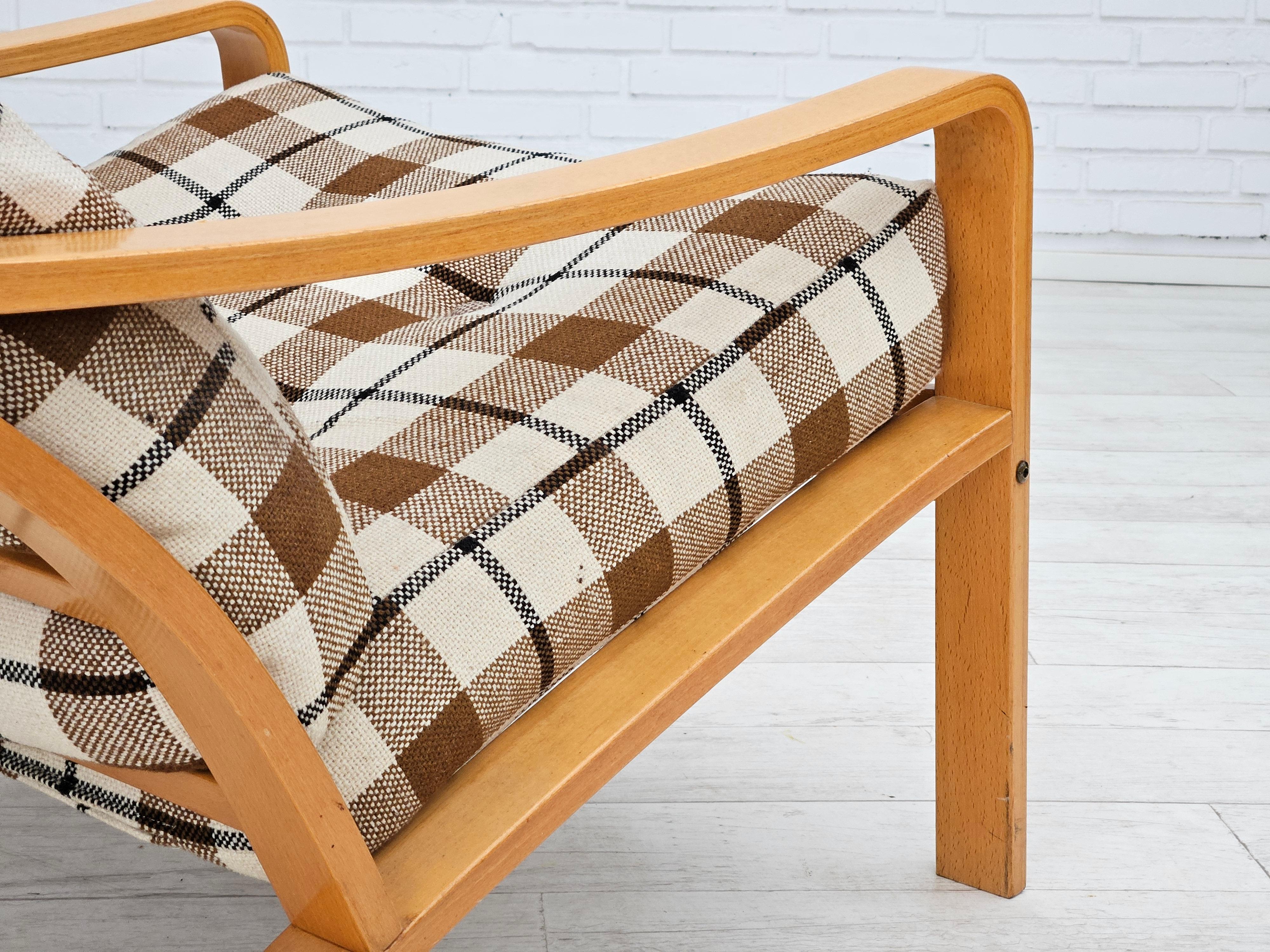 1970, design danois, par deux chaises longues en laine de mobilier, original. en vente 4