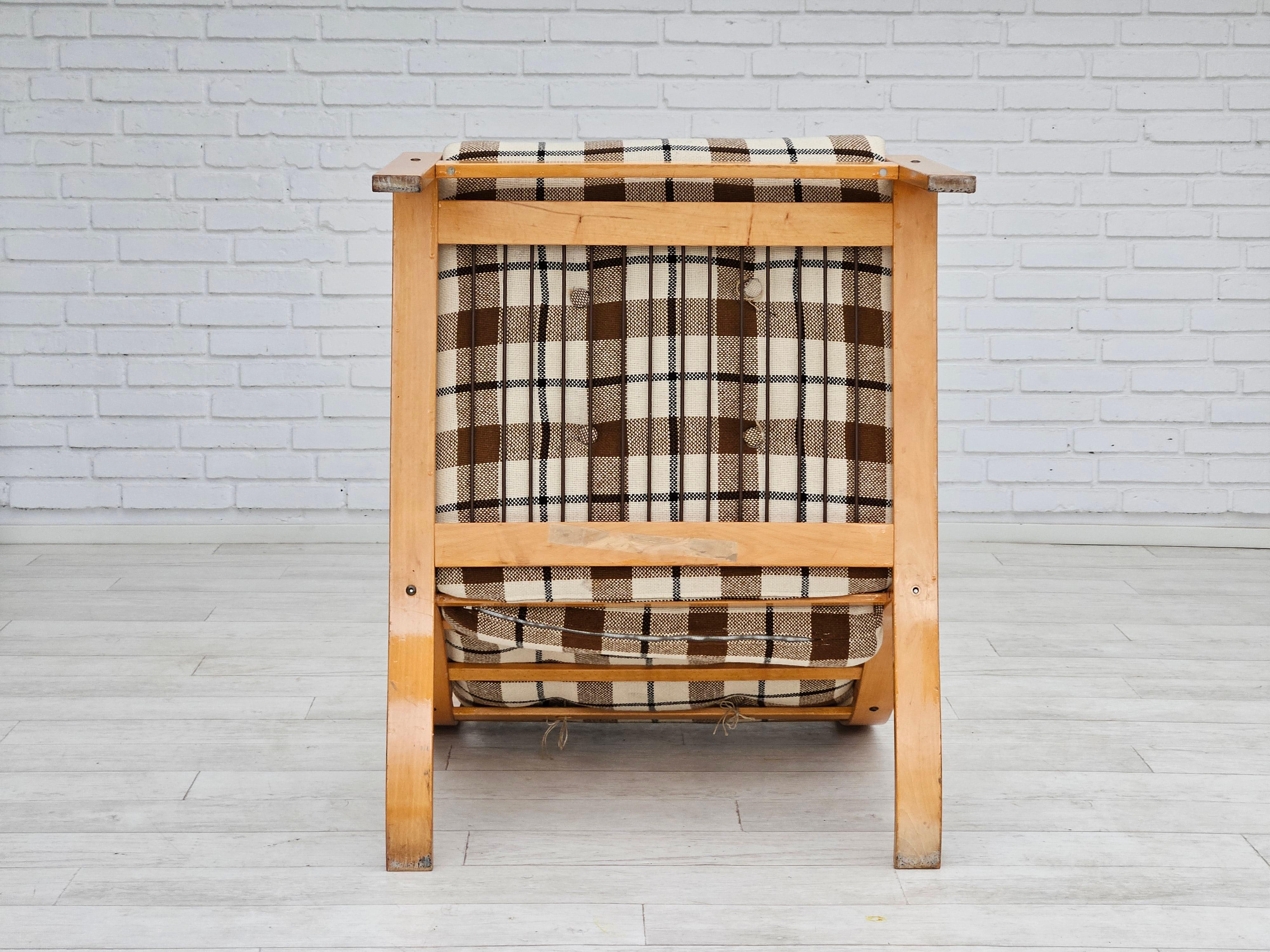 1970, design danois, par deux chaises longues en laine de mobilier, original. en vente 9