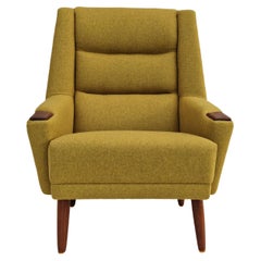 1970s, Danish Design, Refurbished High-Back Armchair, Furniture Wool, Teak Wood