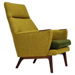 1970s, Danish design, renovated armchair, furniture wool fabric, teak.