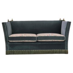 1970s, Danish drop arm "Spanish" sofa, original condition, furniture velour.